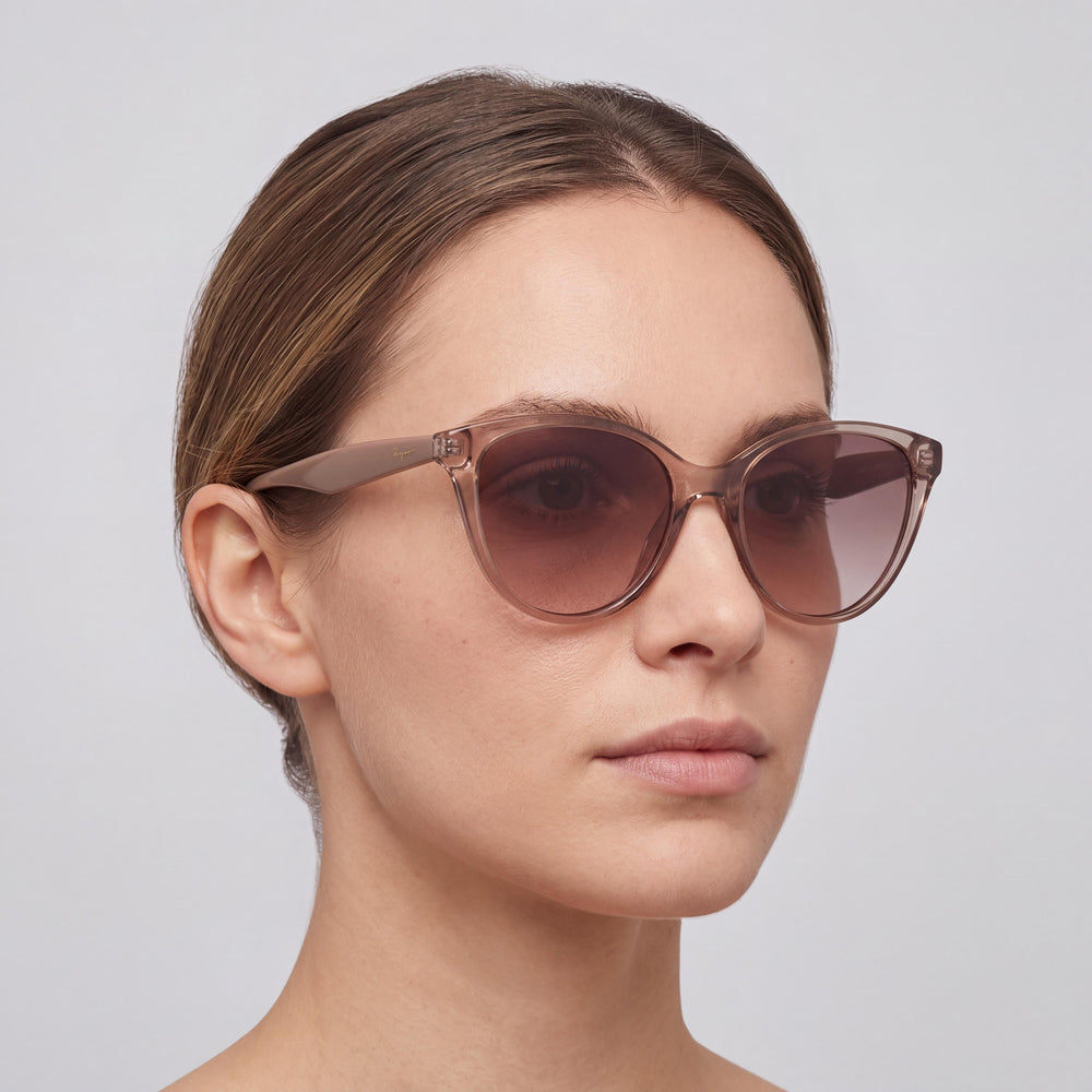 Salvatore Ferragamo SF1073S Women's Beige Plastic Cat Eye Frame Sunglasses with Beige UV Protected Lenses 54mm