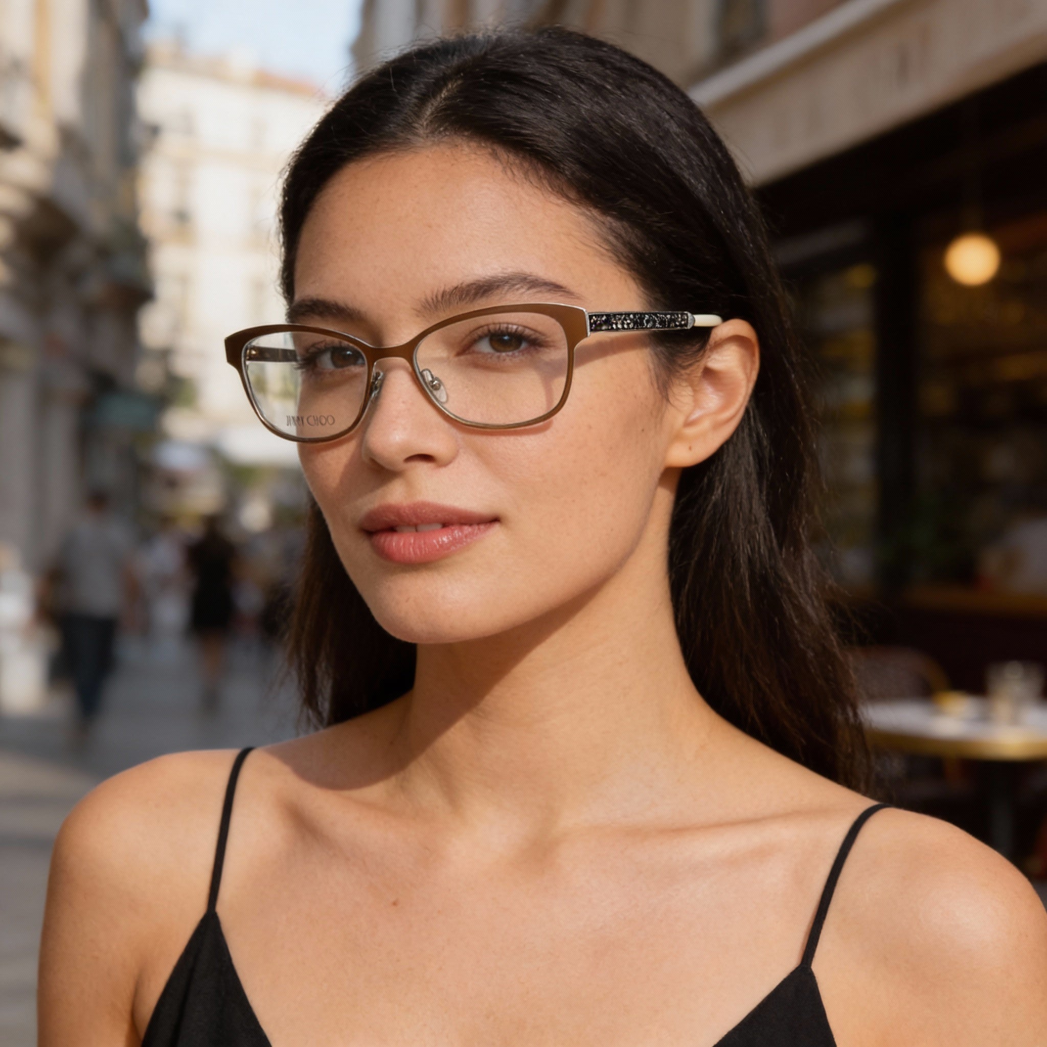 JIMMY CHOO JC203 VZH Women's Fashion Full Rim Oval Stainless Steel Eyeglasses Matte Bronze 54mm, Photo 5