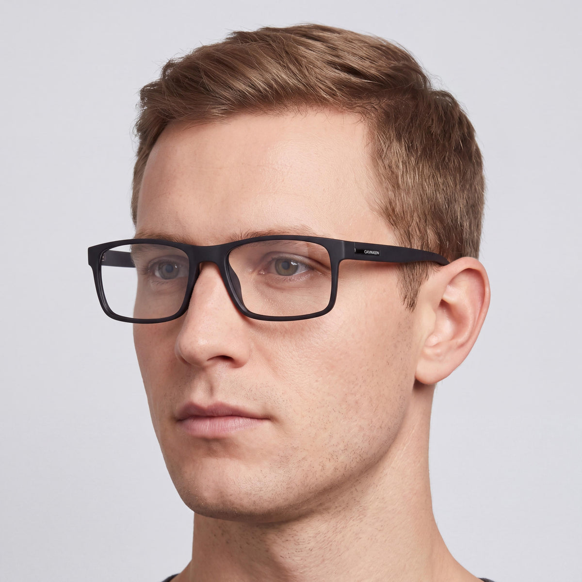 Calvin Klein CK19569 Gafas ópticas de acetato rectangulares de montura completa clásicas para hombre Negro mate 55 mm, Photo 4