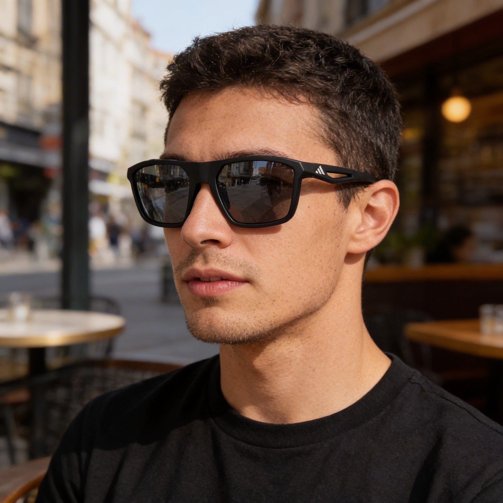 adidas Modern Men's Matte Black Plastic Frame Sunglasses with Grey UV Protection Non-Polarized Lenses 57mm, Photo 6