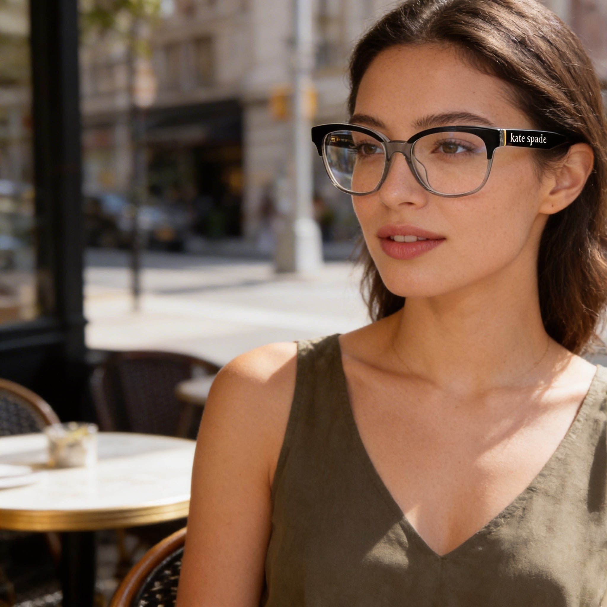 kate spade new york Carolanne Acetate Frame Eyeglasses Black Gray with Clear Lenses 51mm, Photo 4
