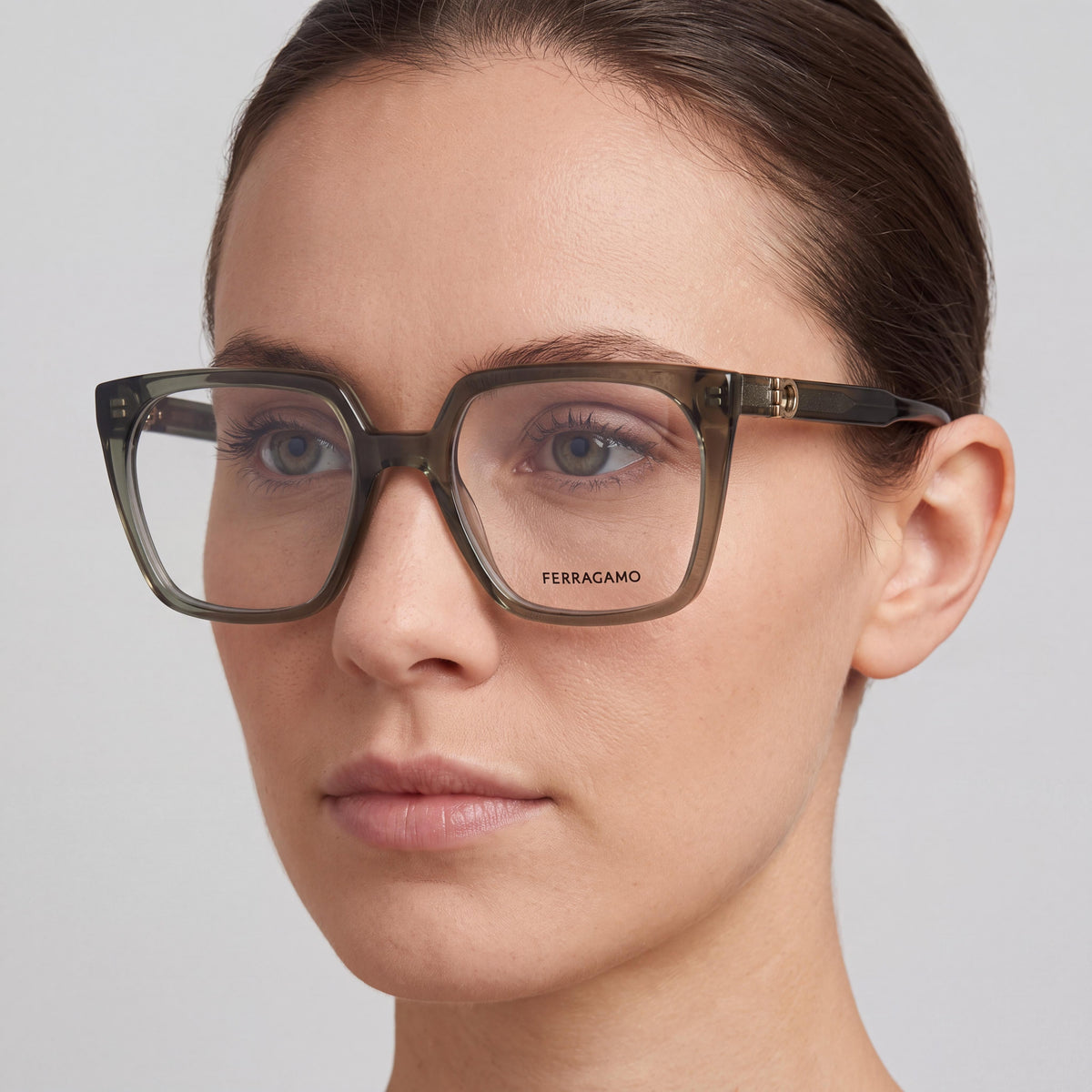 Ferragamo Casual Women's Transparent Khaki Frame in Acetate or Metal Ophthalmic Eyeglasses 55mm, Photo 4