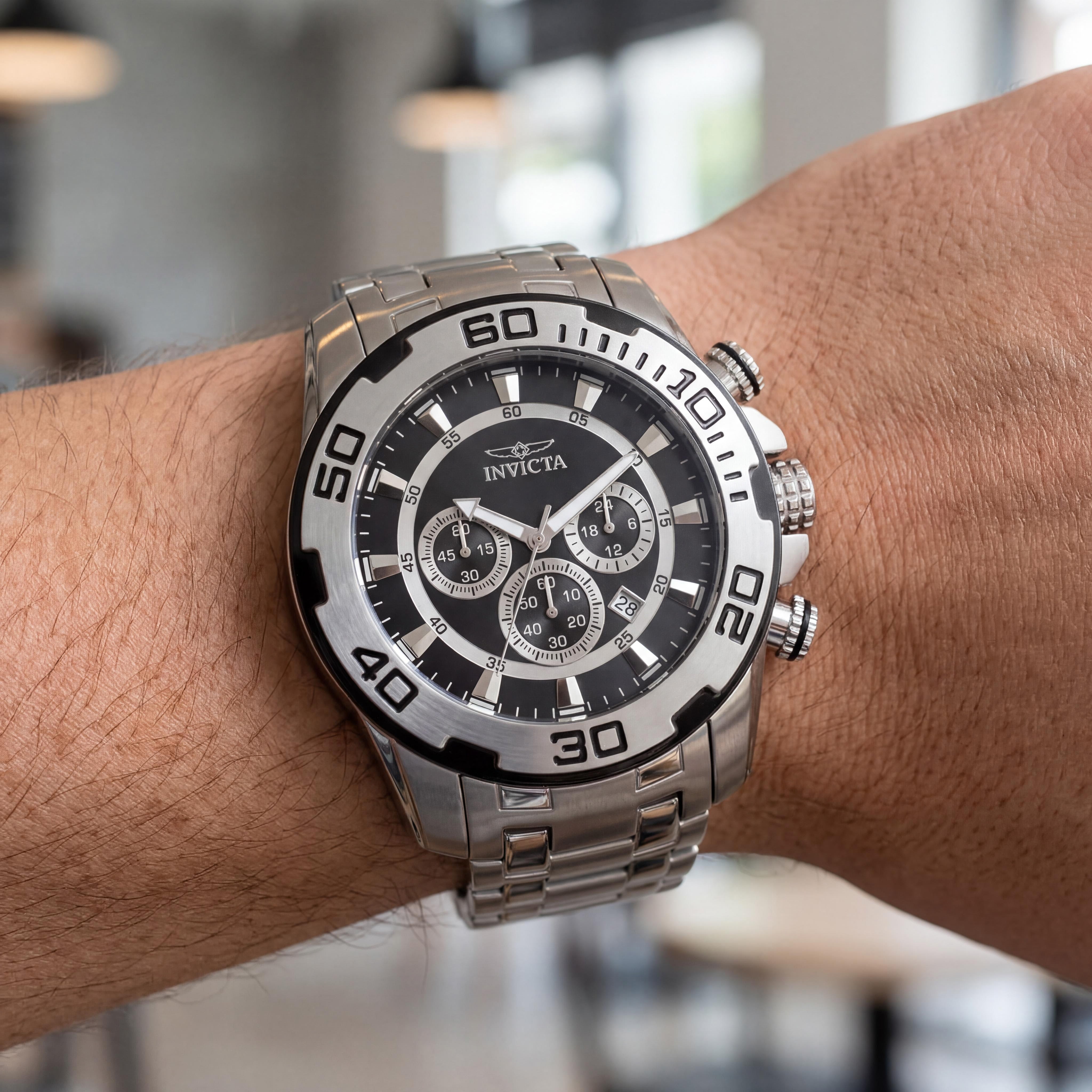Invicta Pro Diver 22318 Cronógrafo de Cuarzo para Hombre, Acero Inoxidable, Esfera Negra, 50 mm, Photo 4