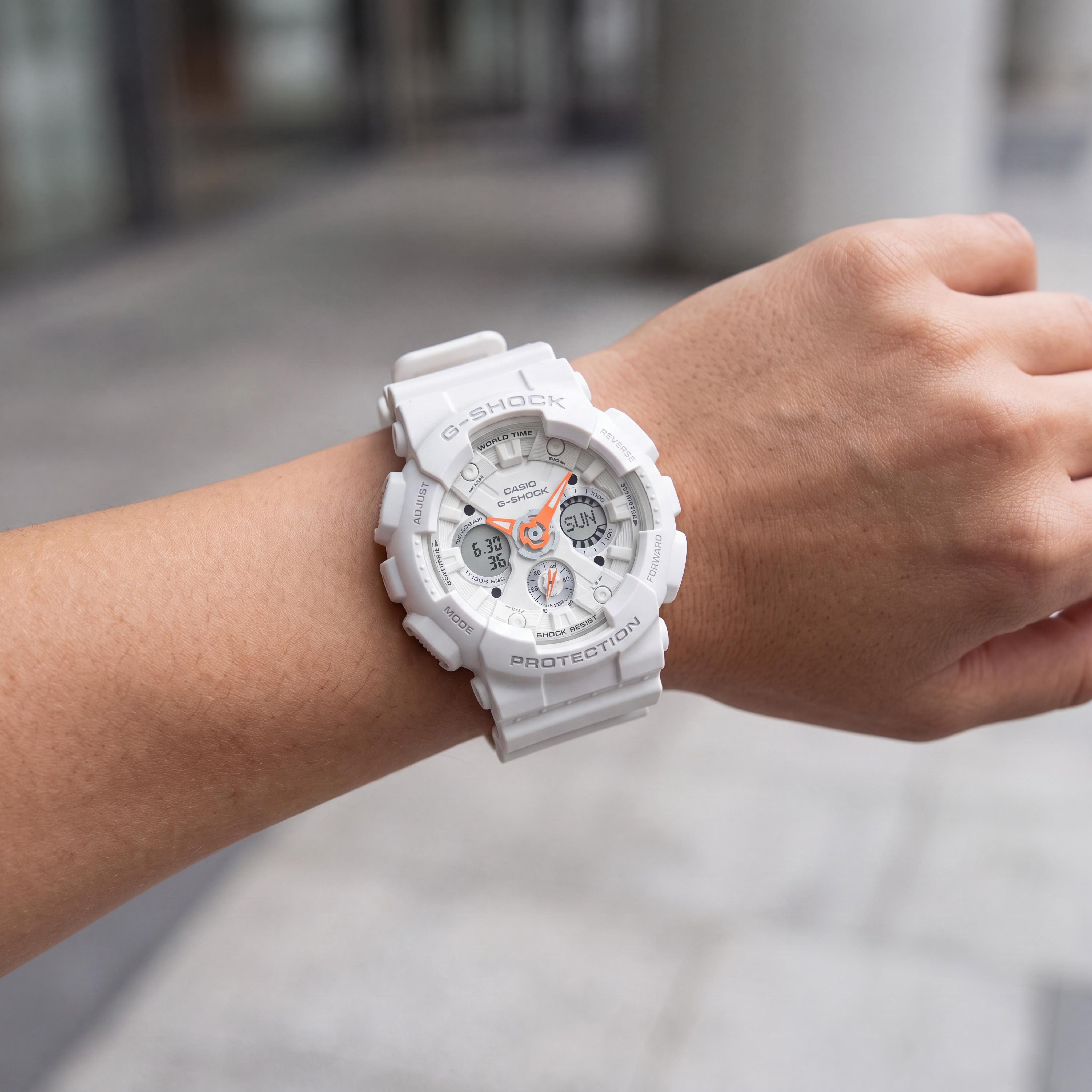 Casio S120 Women's White Orange World Time Shock Resistant 20 ATM Water Resistant Anti-Magnetic Watch, Photo 3