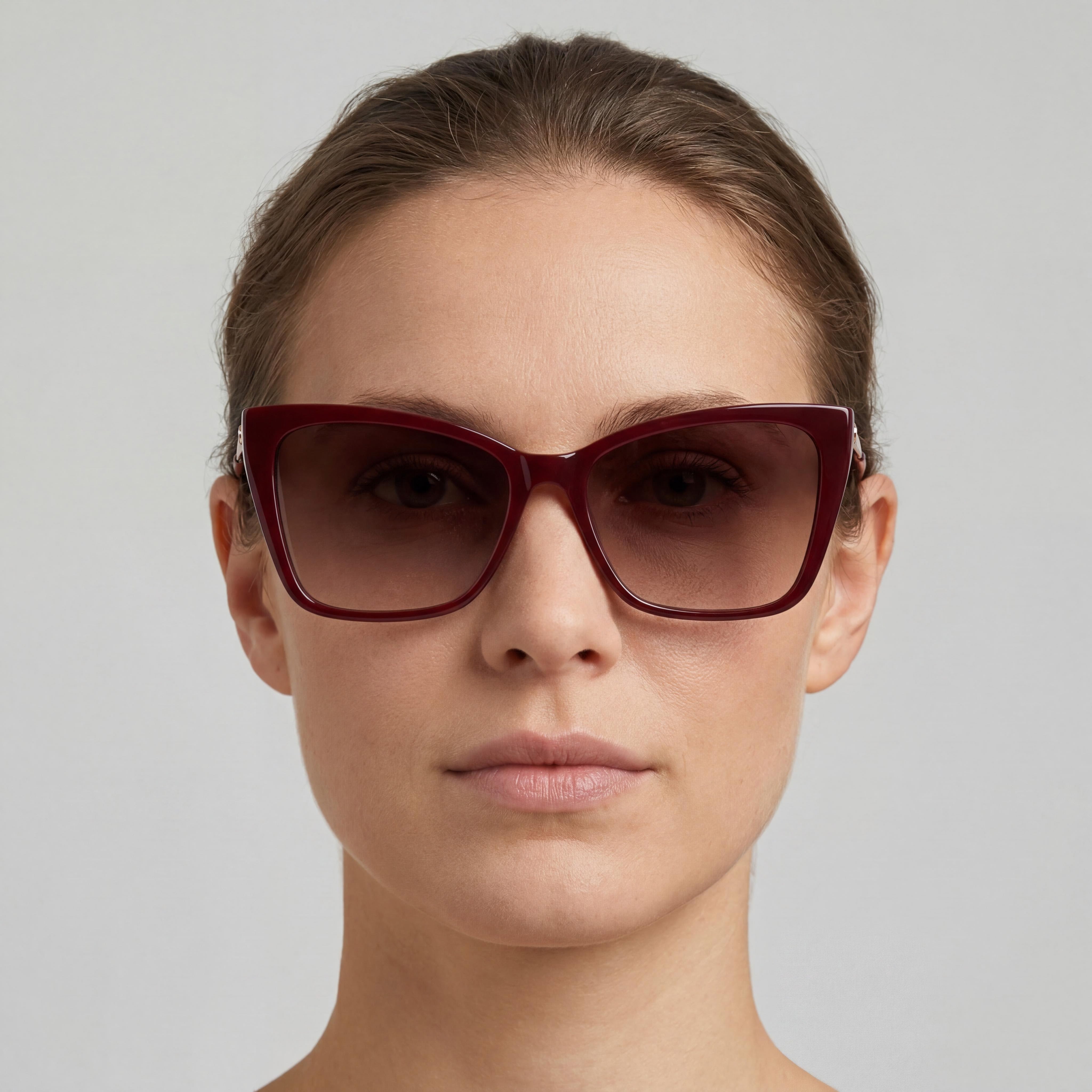 Carolina Herrera Her 0180/S Women's Burgundy Gold Brown Acetate Sunglasses with Brown Shaded Lenses, 100% UV Protection 57mm, Photo 4