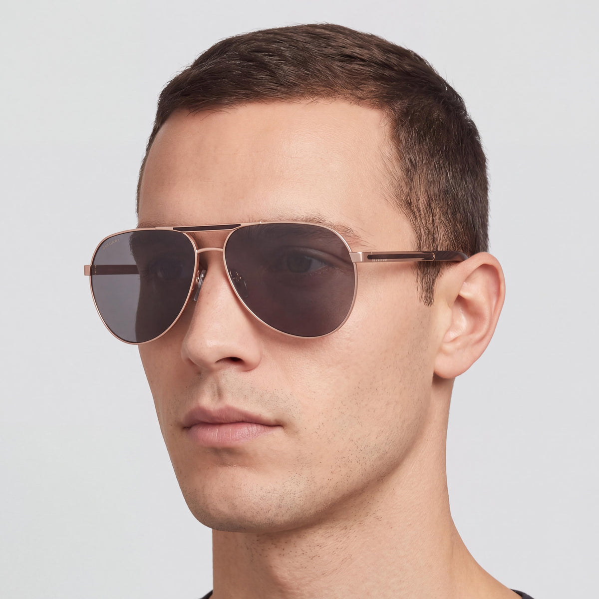 Bvlgari 200781 Gafas de sol polarizadas de aviador para hombre de metal plateado mate / Gris oscuro 62mm, Photo 4