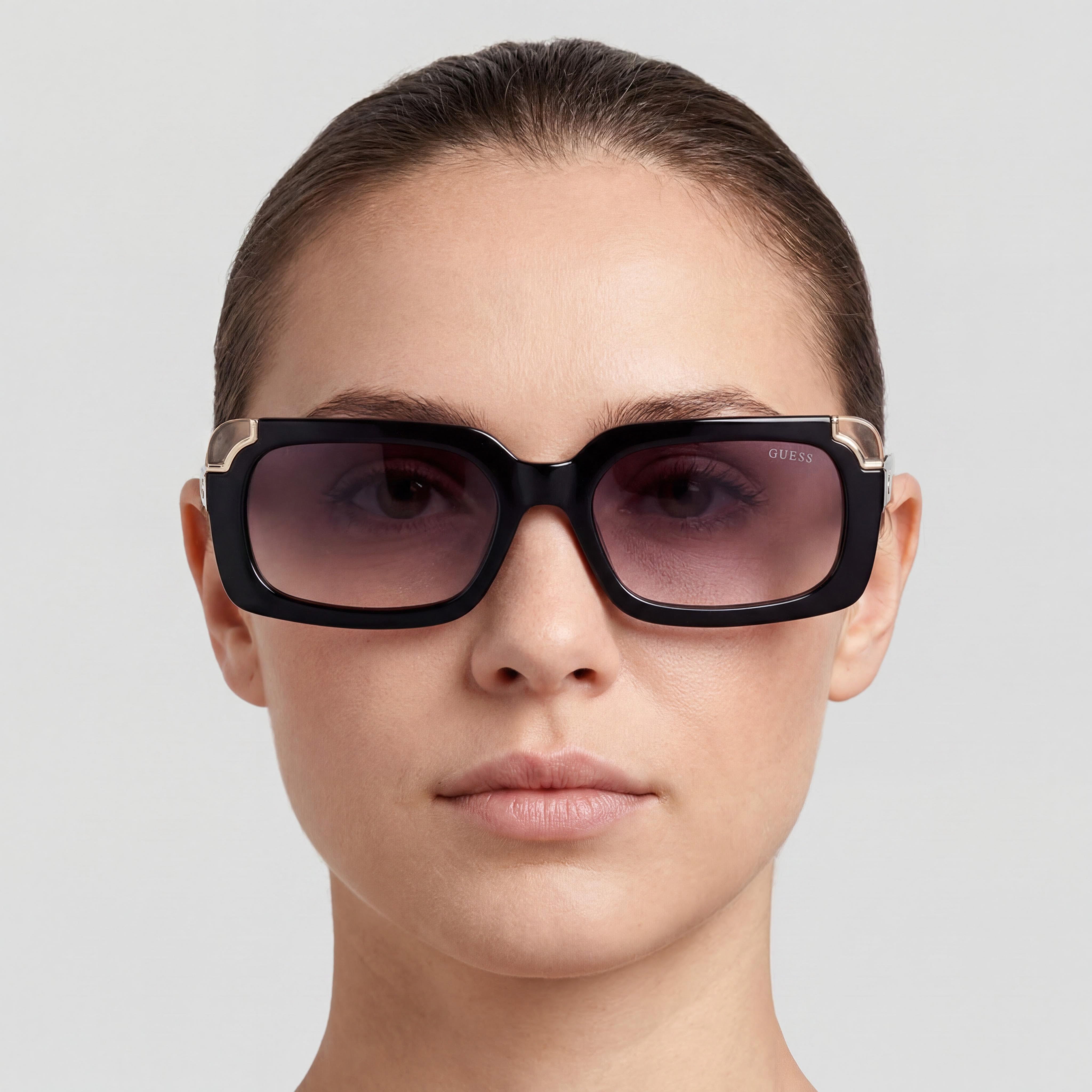 Gafas de Sol Clásicas GUESS para Mujer de Plástico Inyectado Negro Brillante Lentes Degardadas Gris Oscuro 59mm Protección UV, Photo 5
