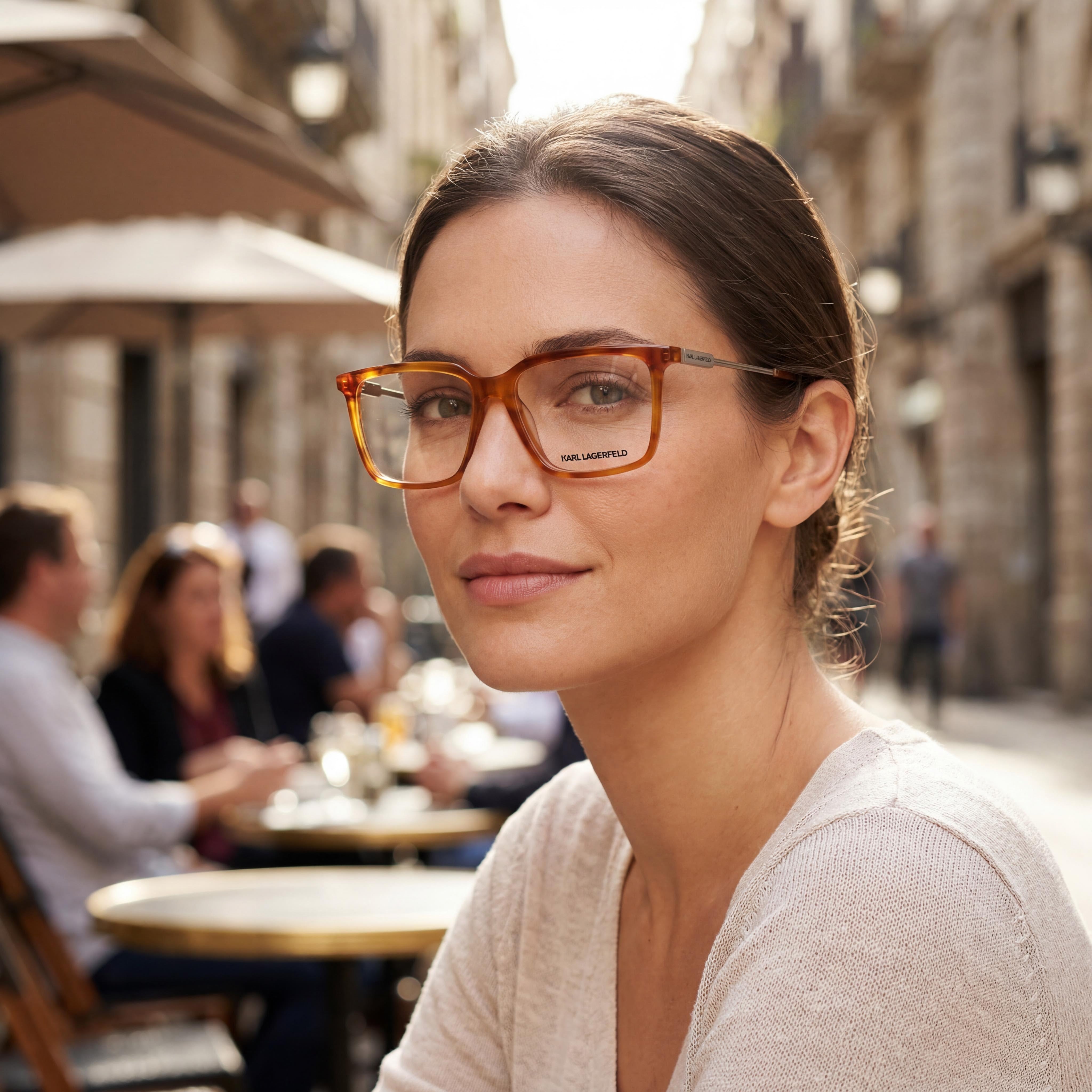 KARL LAGERFELD Modern Unisex Eyewear with Tortoise-colored Acetate Frame and Polycarbonate Lenses 55mm, Photo 5