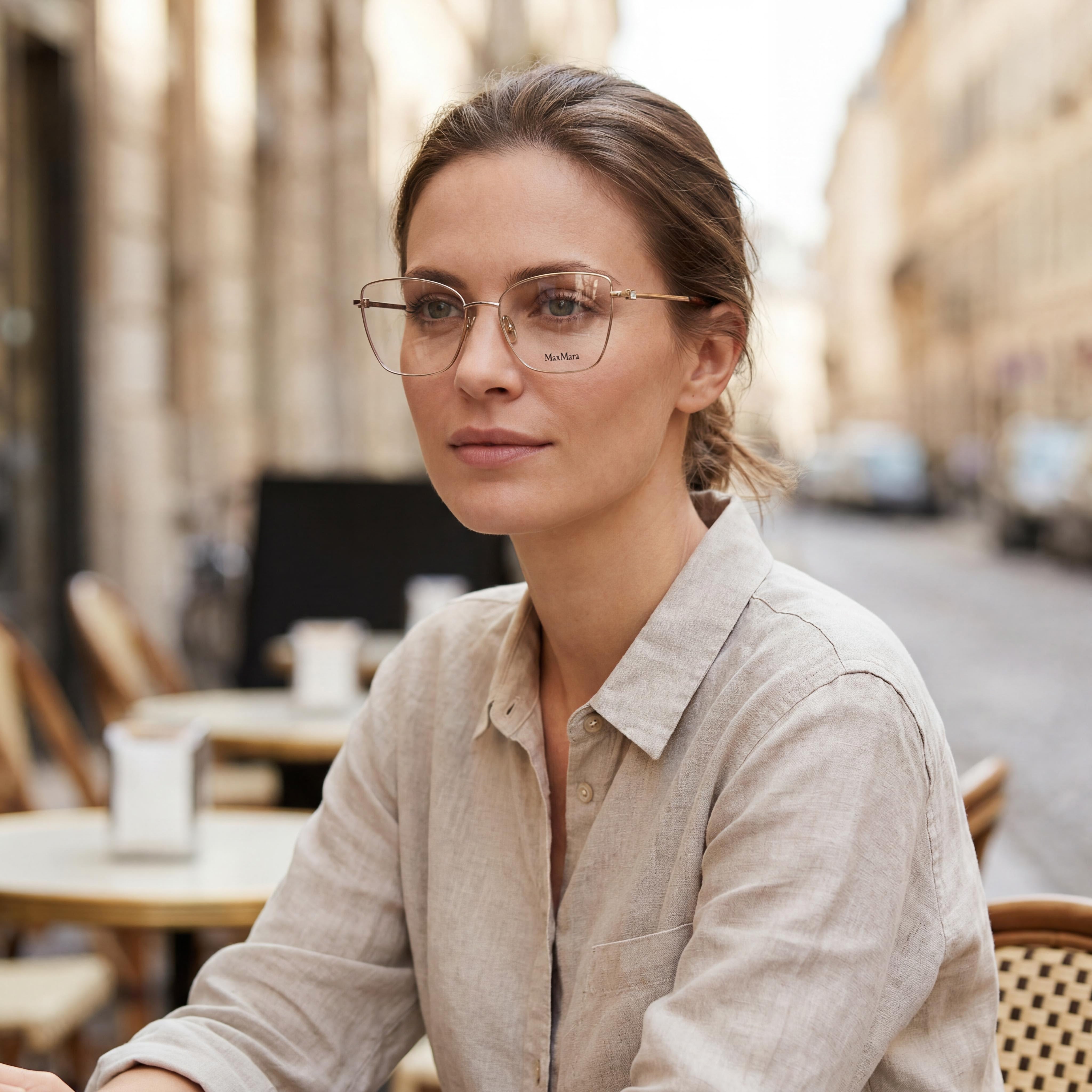 MaxMara Casual Women's Shiny Rose Gold Metal Frame Optical Eyeglasses with Clear Demo Lenses, Size 55, Photo 4
