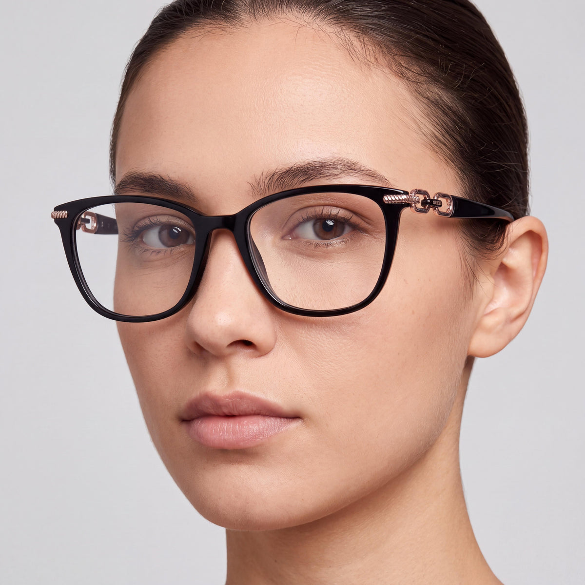 GUESS Gu50203-d Unisex Shiny Black Frame Eyewear with Non- Polycarbonate Lenses 53-18-140, Photo 4