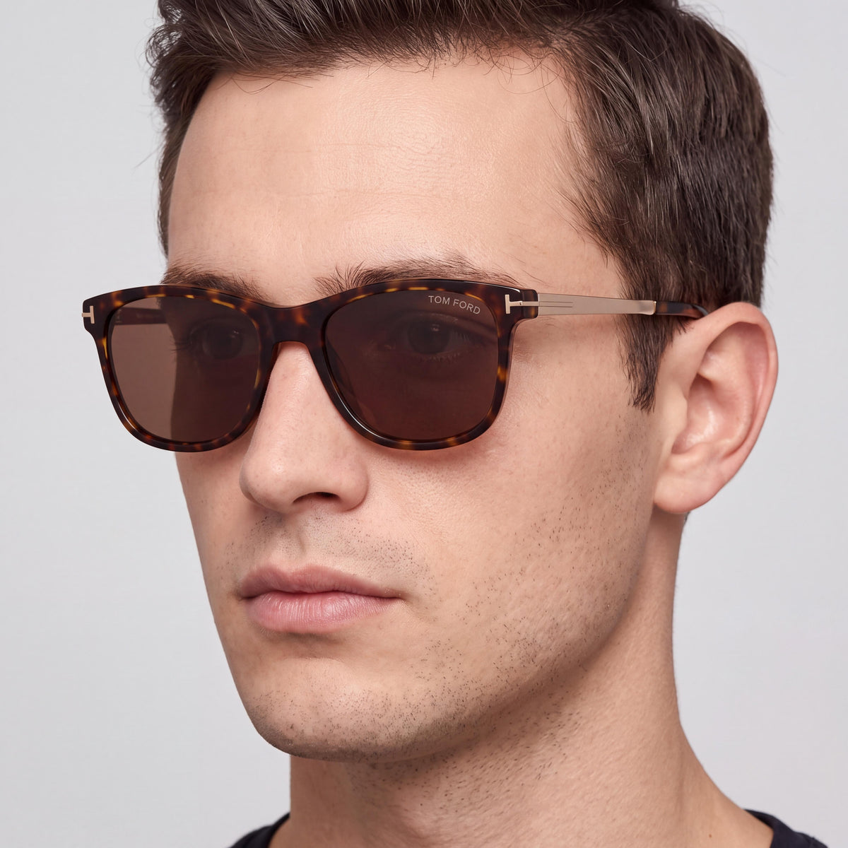 Tom Ford Gafas de Sol Clásicas para Hombre, Plástico Tortuga, Lentes Marrones, Protección UV 100%, 53mm, Photo 4