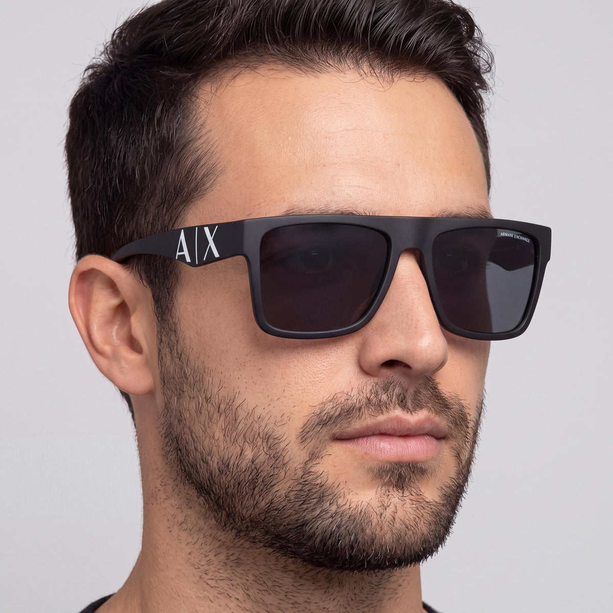 A|X Armani Exchange Ax4113s Minimalist Men's Plastic Matte Black Dark Grey Frame Dark Grey Lens UV Protection Sunglasses 55mm, Photo 4