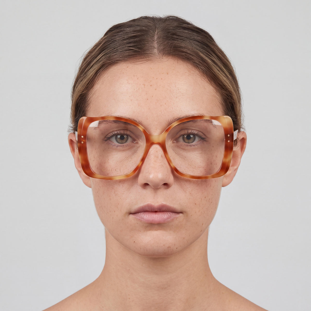 Gucci Gg0473o-003 Women's Acetate Light Havana Tortoiseshell Transparent Oversized Optical Frames 55mm, Photo 4