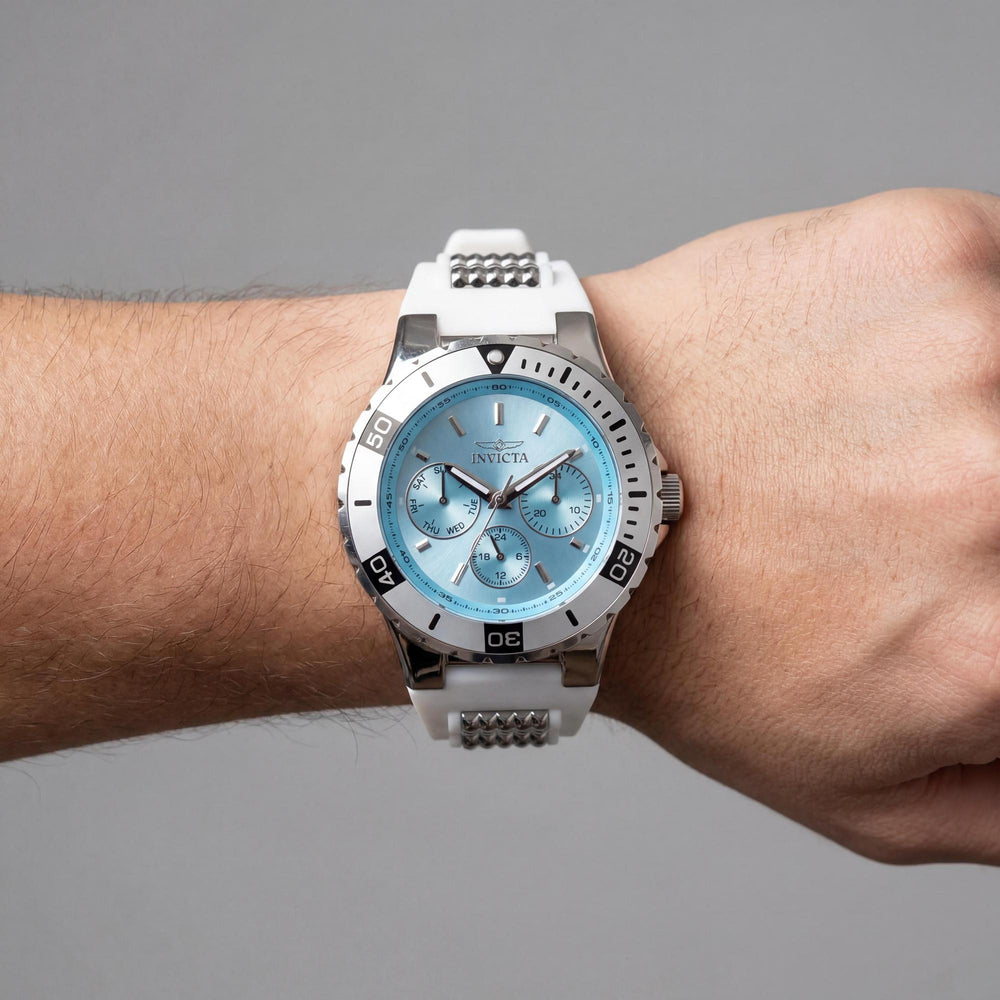 Reloj Invicta Aviator 49891 unisex de acero inoxidable con esfera azul y silicona, cronógrafo de 38 mm