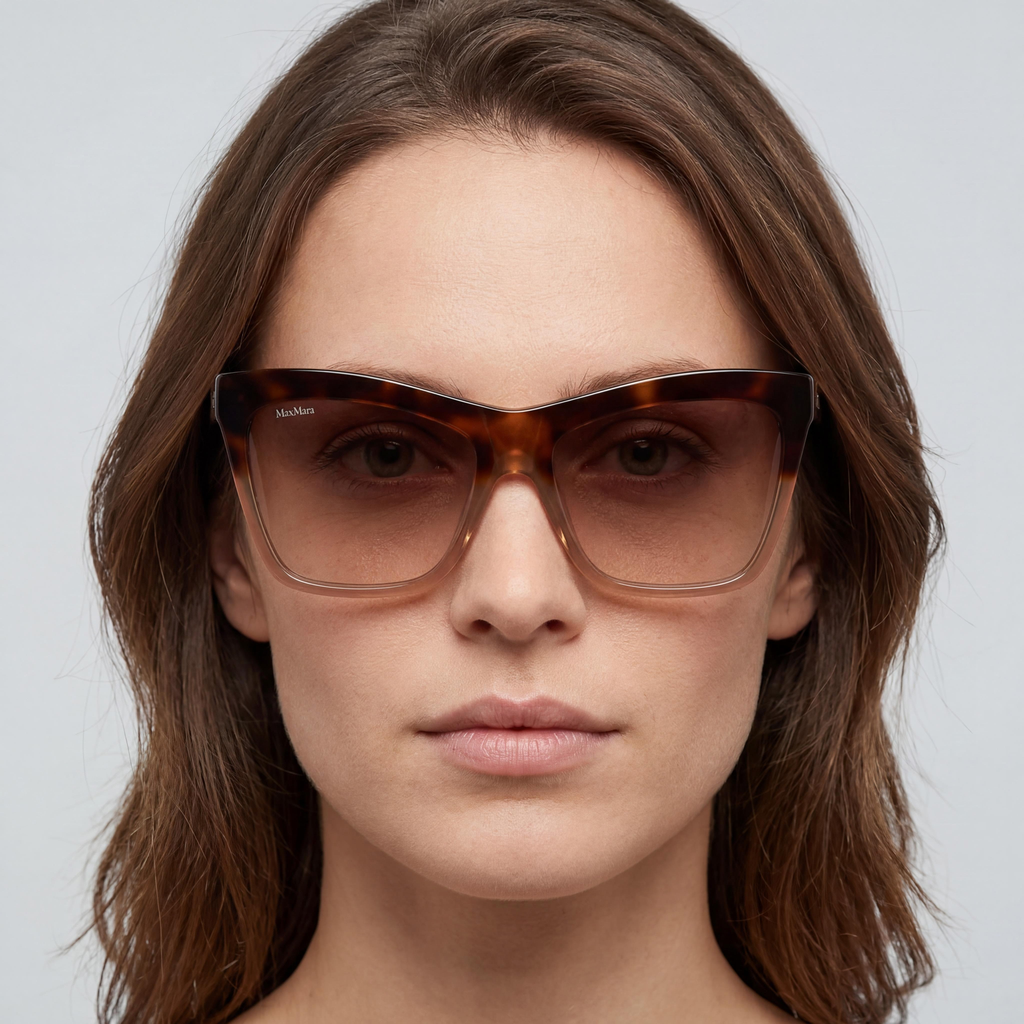 Gafas de sol MaxMara Mm0008 Logo2 para mujer, montura de plástico marrón y habana oscuro, 55 mm, protección UV marrón degradado, Photo 4