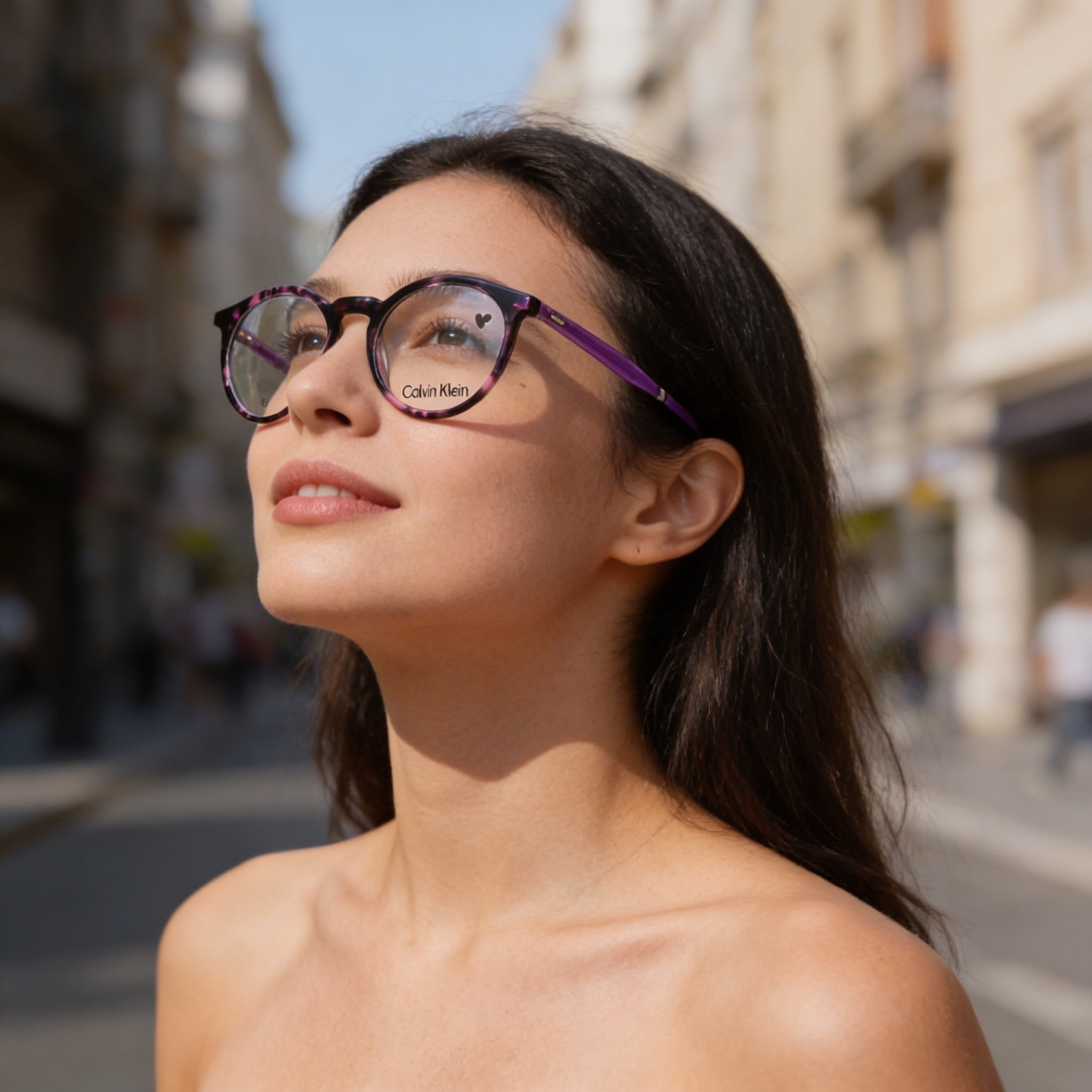 Calvin Klein Ck23515 Unisex Metal Frame Eyewear with Violet Havana Color, 50mm Lens Width, Photo 3