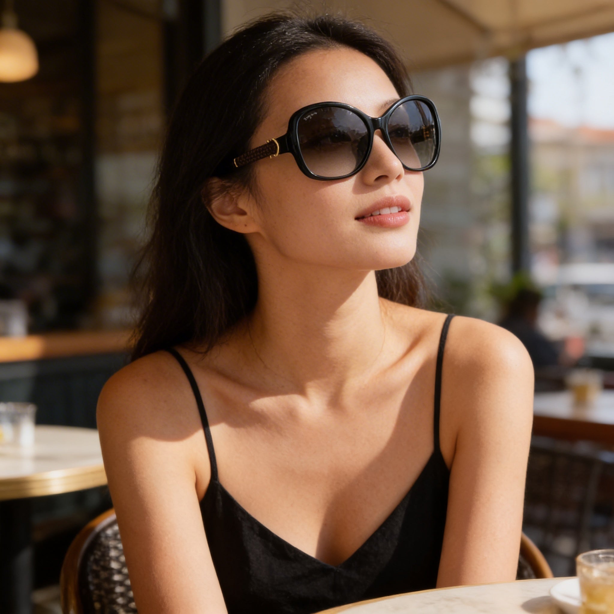 Gafas de sol Ferragamo Oval Gradiente Negro Gris de Mujer con Montura de Plástico Negro Gris Gradiente, Lente de Gradiente Gris, Protección UV, 59mm, Photo 6