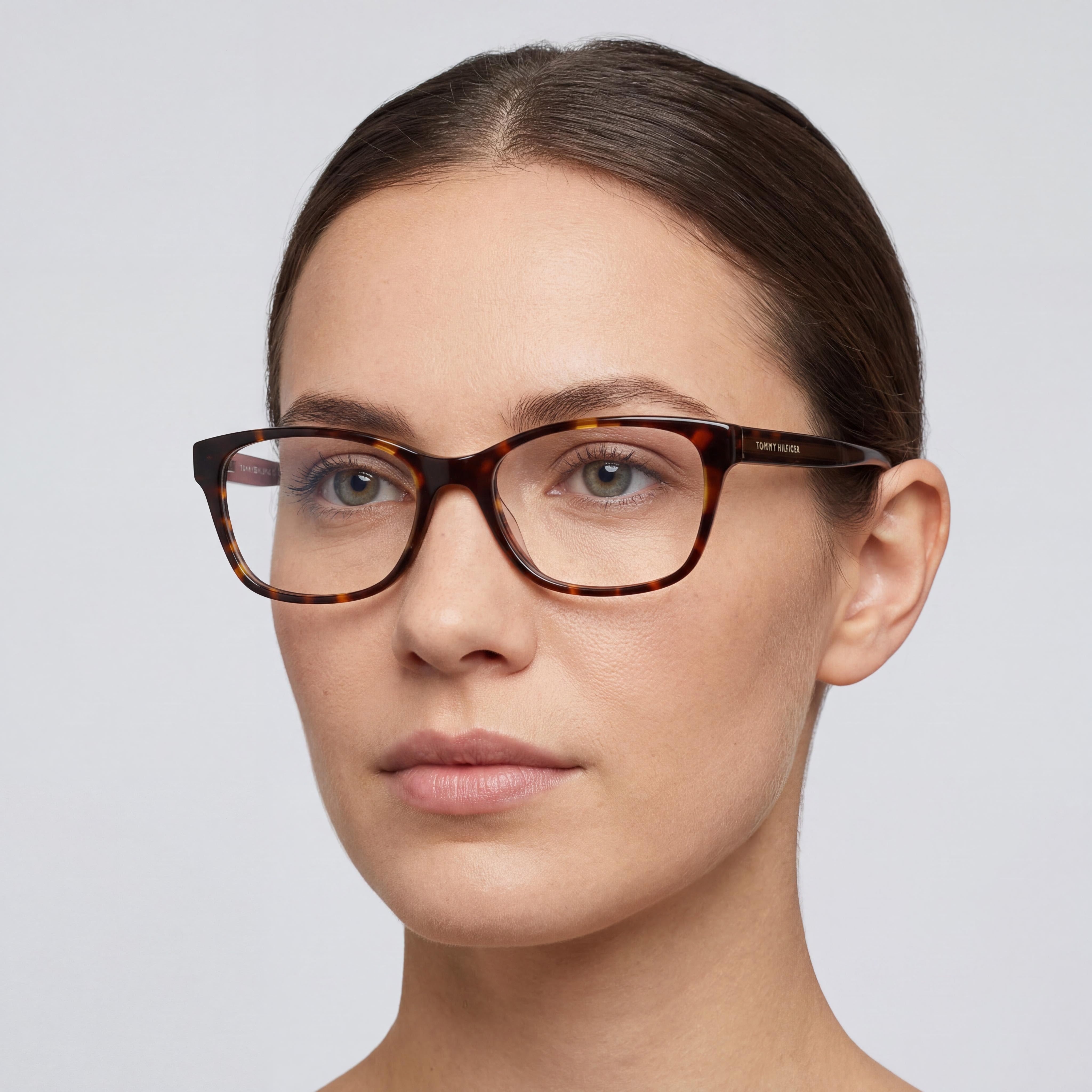 Tommy Hilfiger TH 2008 Women's Rectangular/Square Plastic Eyeglasses, Havana 52-16-140, Photo 4
