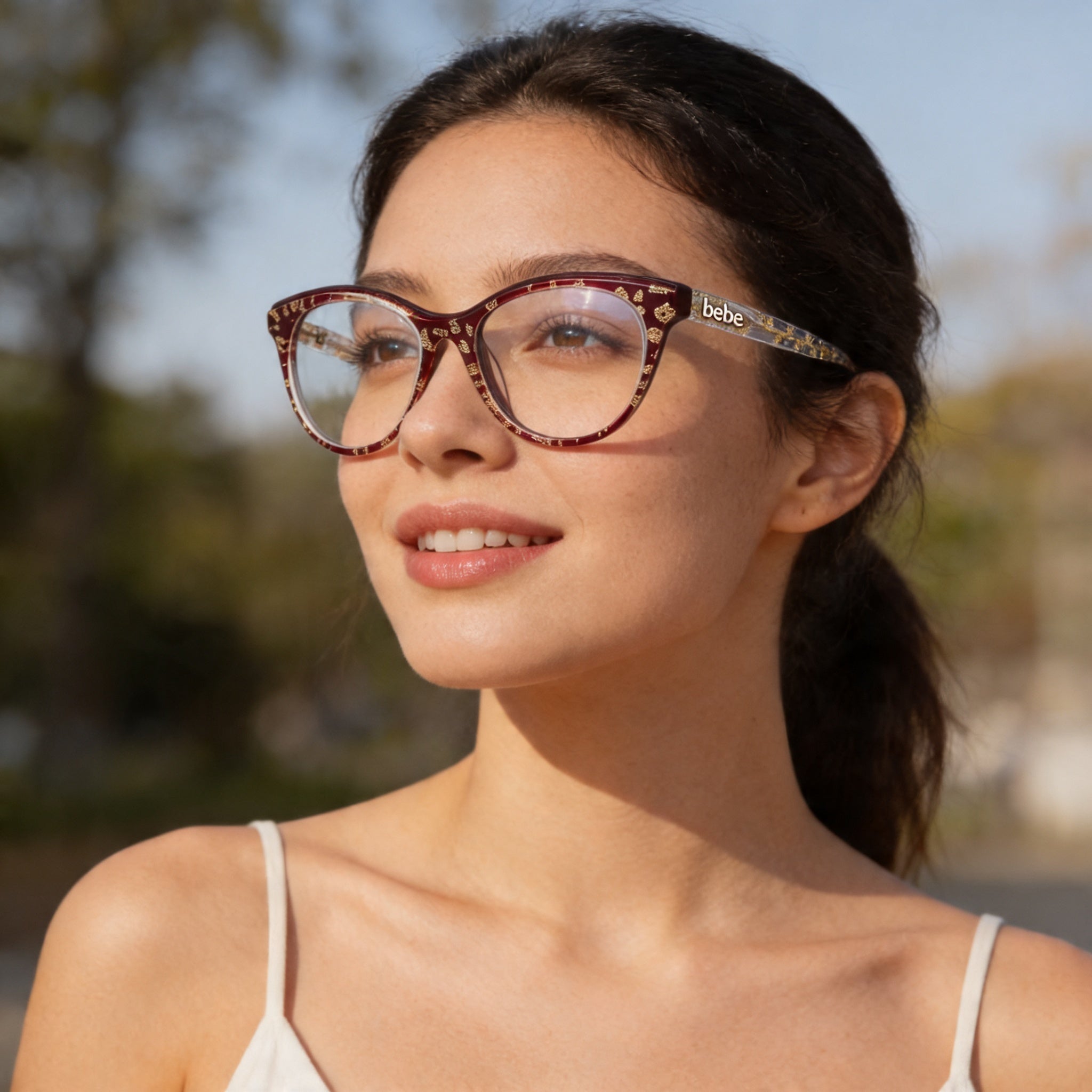 bebe Women's Burgundy Eyeglass Frames, Designed to Accommodate Prescription Lenses, and Fitted with Clear Demo Lenses, Photo 4