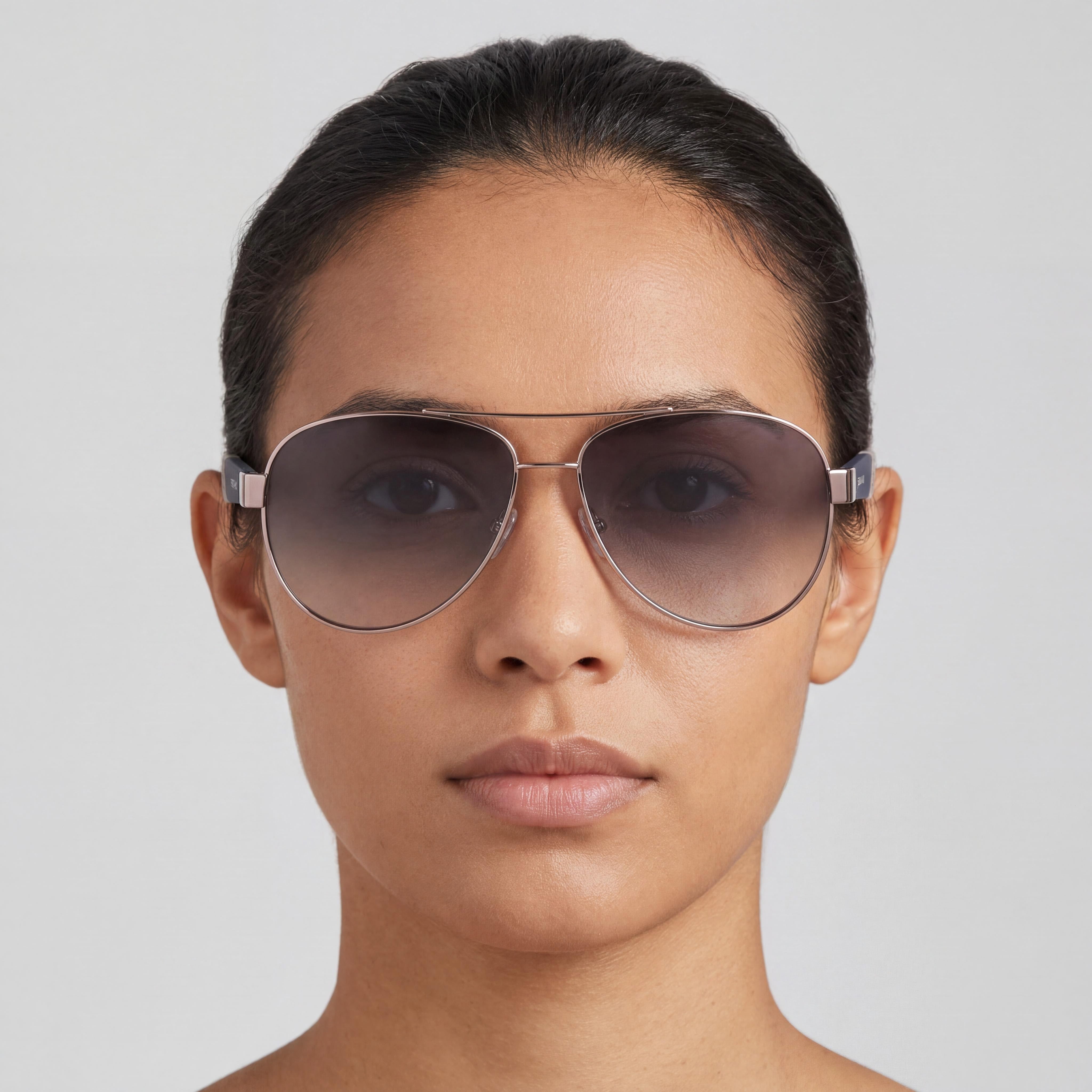 Salvatore Ferragamo Sf275sn Unisex Brillante Rutenio Claro Metal Gafas de Sol de Aviador con Degradado No Polarizadas 62mm, Photo 5