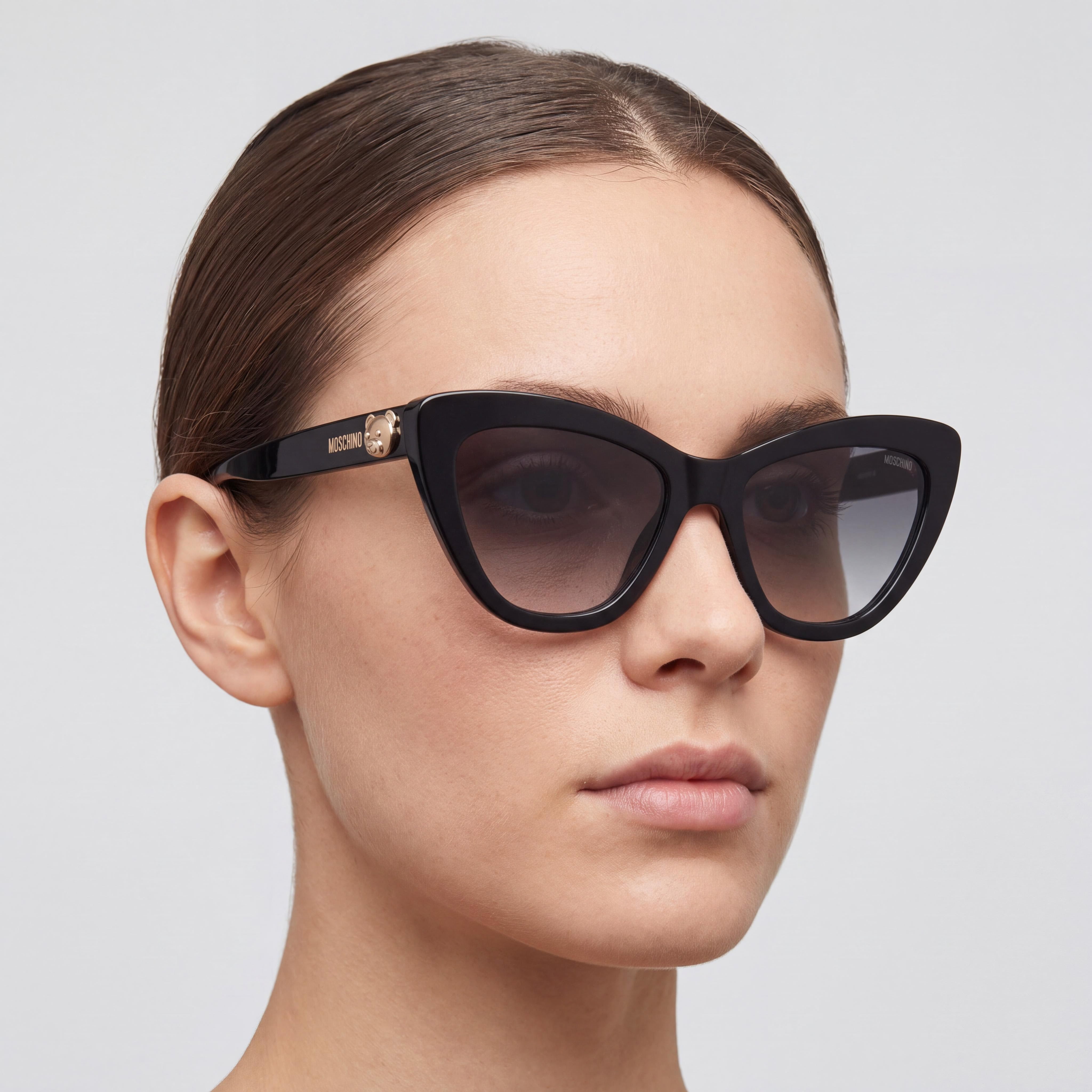Moschino Mos122/S Gafas de sol de acetato ojo de gato para mujer, montura negra gris oscuro degradado, lentes gris oscuro degradado de 54 mm con protección UV, Photo 5