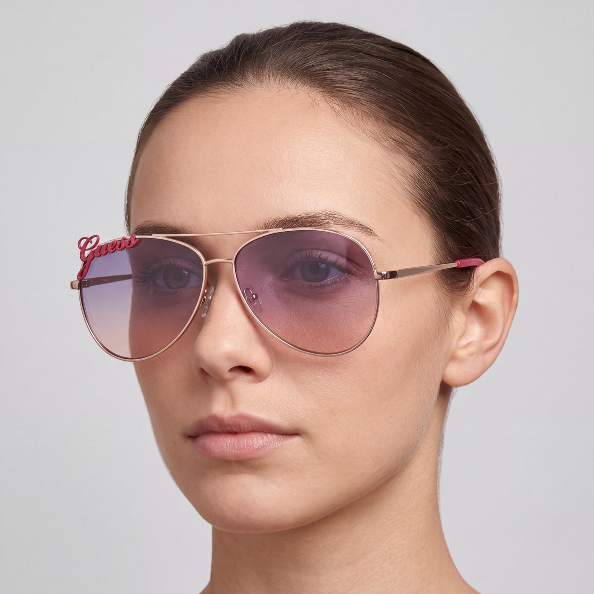 Gafas de sol GUESS GU773928Z60 para mujer con montura de metal en oro rosa, lentes de policarbonato degradado y protección UV, 60 mm, Photo 5