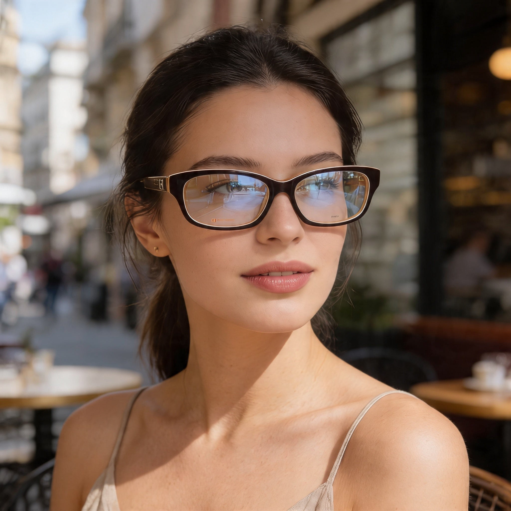 Hugo Boss Modern Unisex Plastic Frame Eyeglasses, Brown Ivory, Clear Lenses, 52mm Lens Width, Photo 5