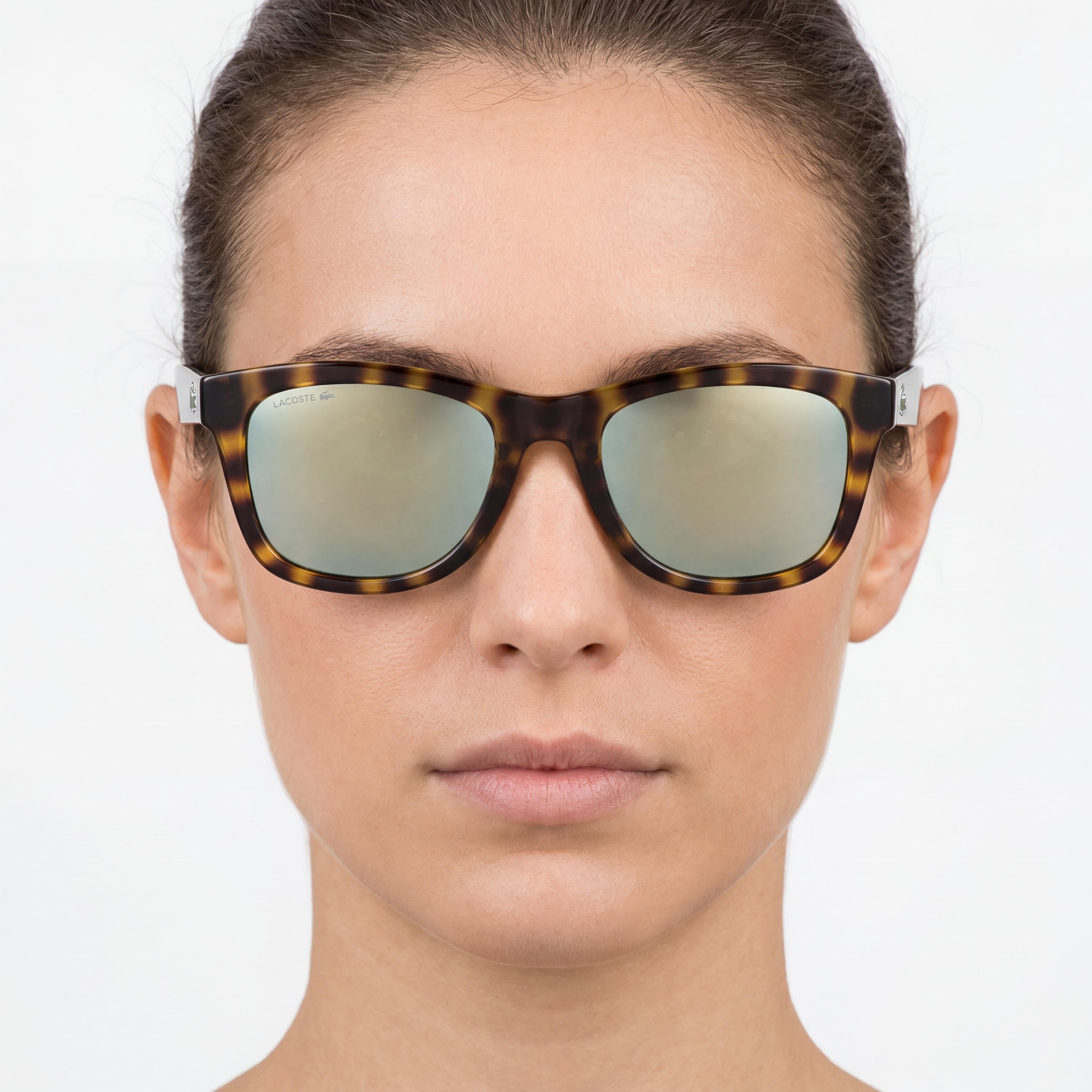 Lacoste Women's Rectangular Havana Green Plastic Frames with Anti-Reflective Matte Blue Non-Polarized UV Protection Lenses 51-20, Photo 4