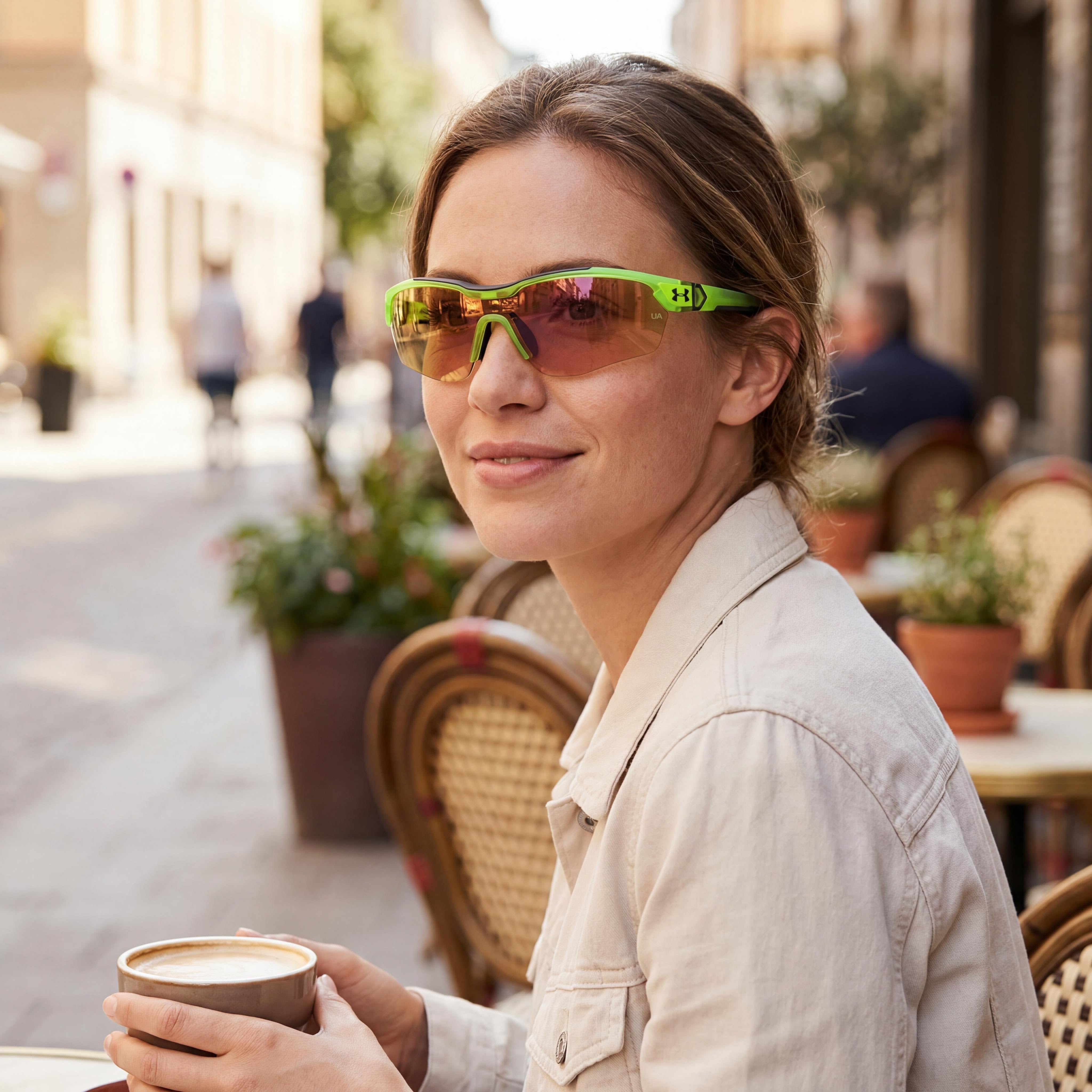 Under Armour Wayfarers Unisex Green Polyamide Frame Orange Multilayer Lenses UV Protection 99mm, Photo 3