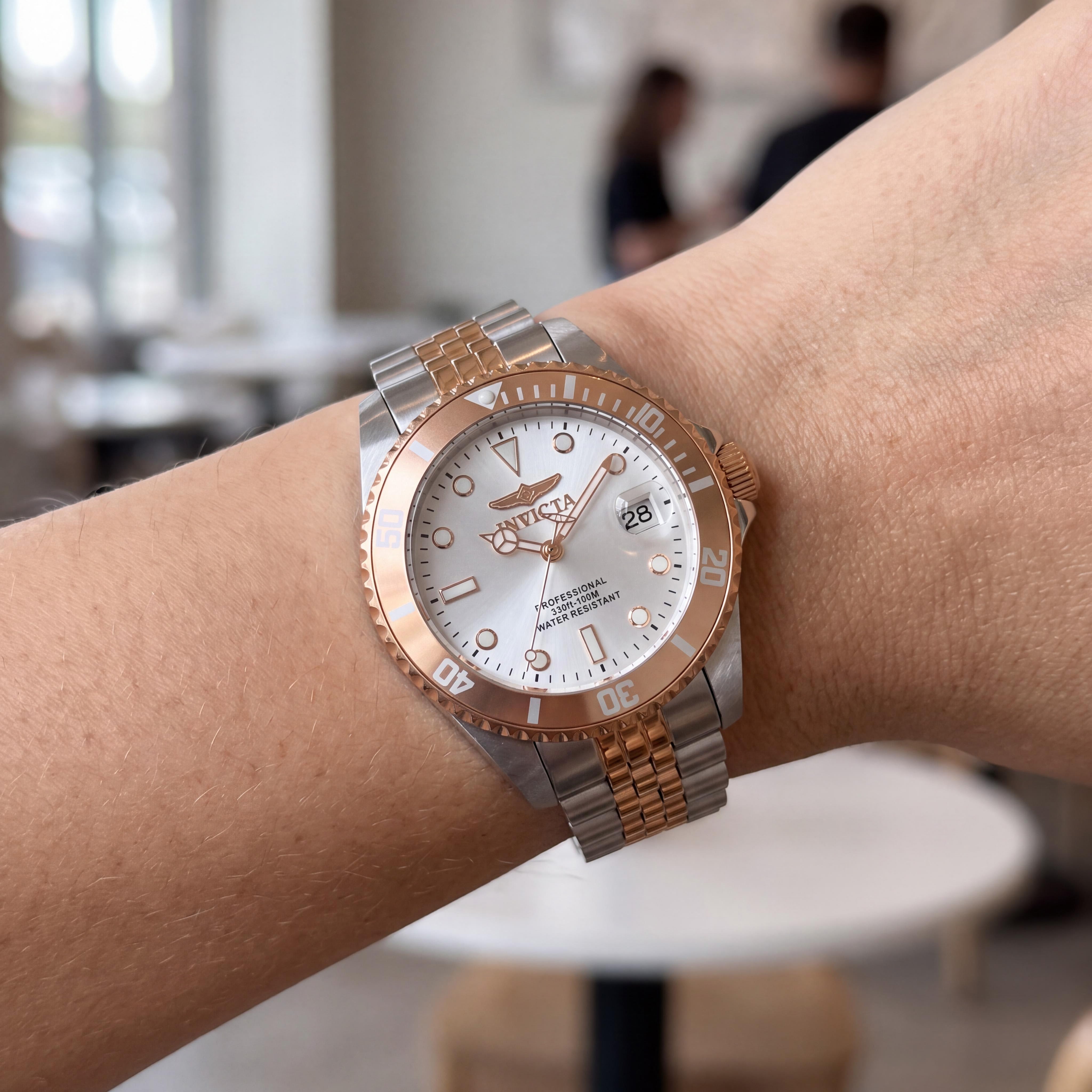Invicta Women's Diver Quartz Watch Two Tone Stainless Steel White Dial Mineral Crystal 34mm Water Resistant, Photo 4