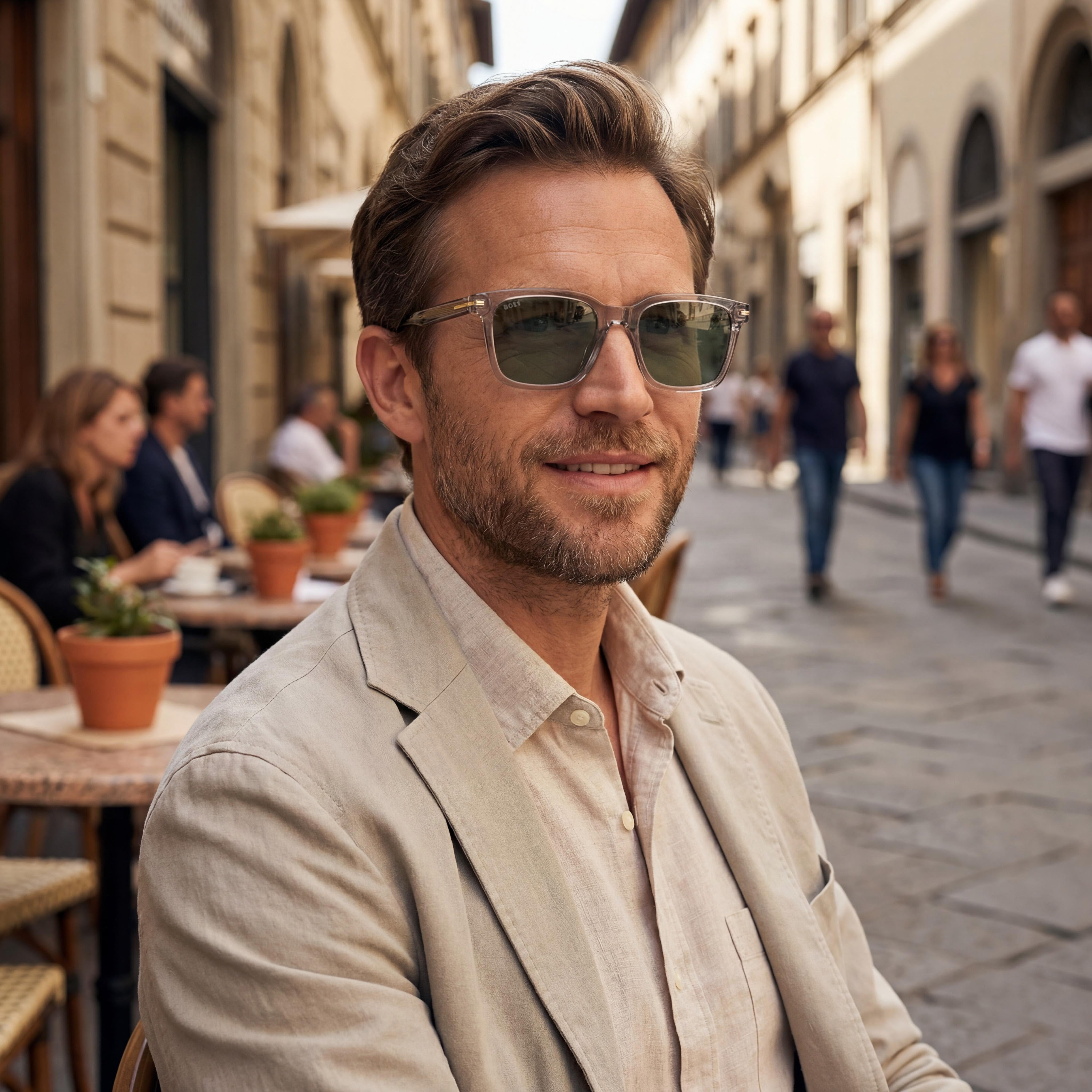 Hugo Boss Classic BOSS 1540/F/SK Rectangular Men’s Black Green Polycarbonate Frame Eco Co-Polyester Lens Sunglasses 54mm, Photo 4
