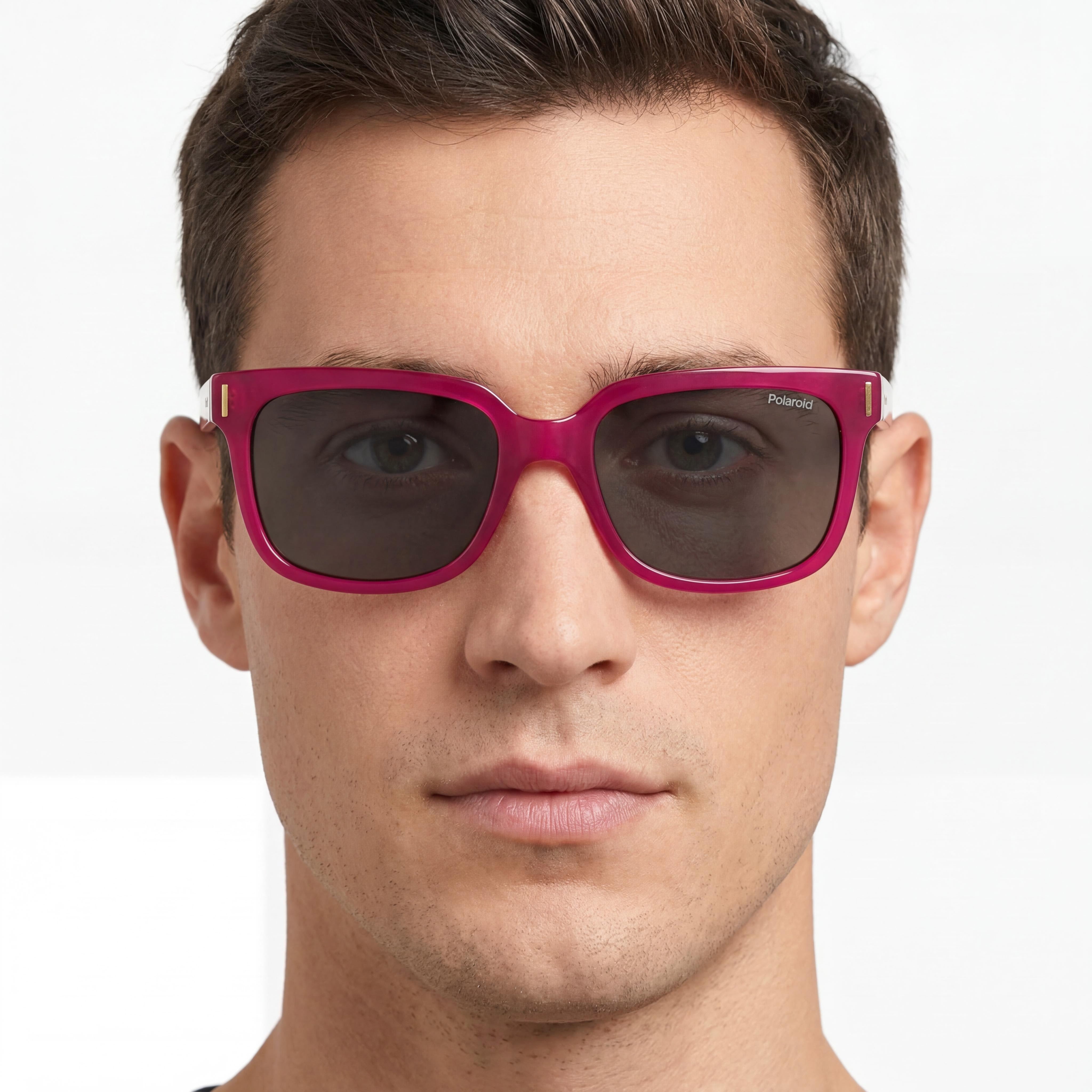 Gafas de sol modernas Polaroid para hombre con montura de policarbonato fucsia y lentes grises no polarizadas UV 400 de 54 mm, Photo 5