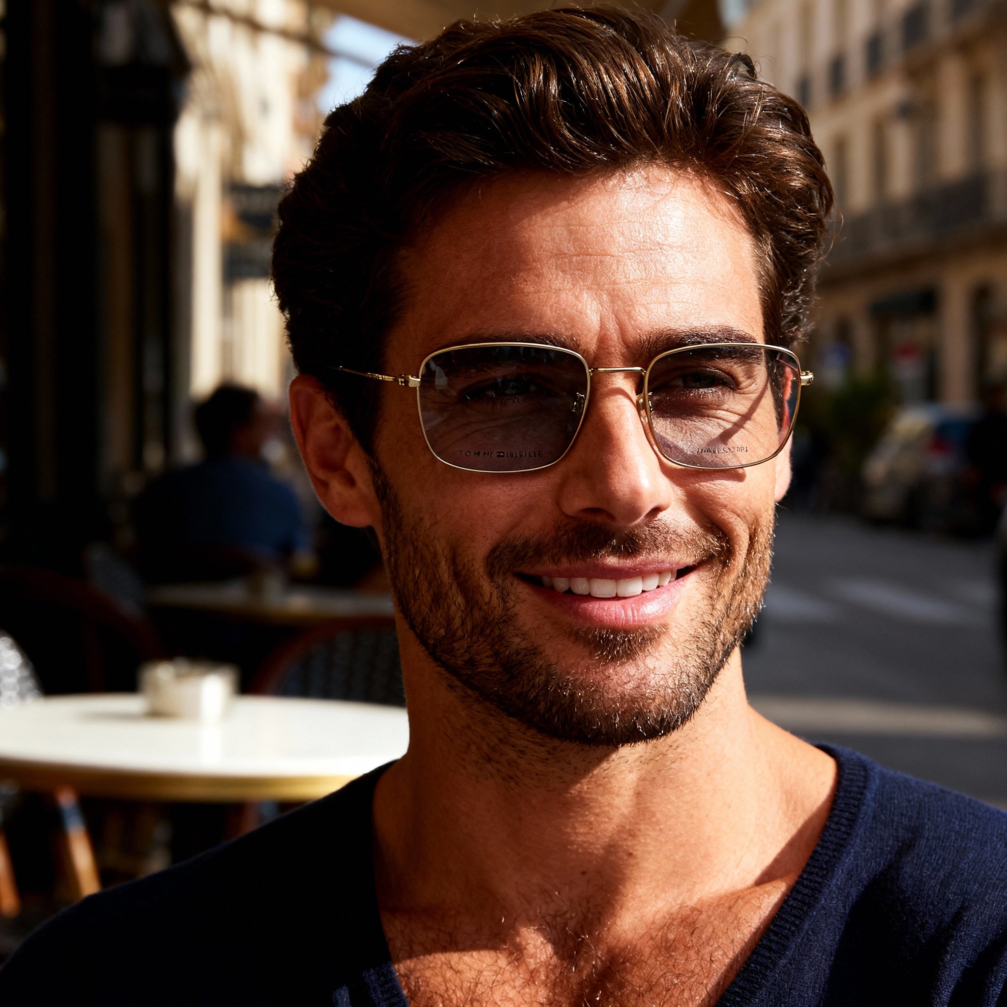 Tommy Hilfiger Casual Men's Alloy Steel Frame Non Polarized Polycarbonate Eyewear, 55mm Matte Gold, Photo 4