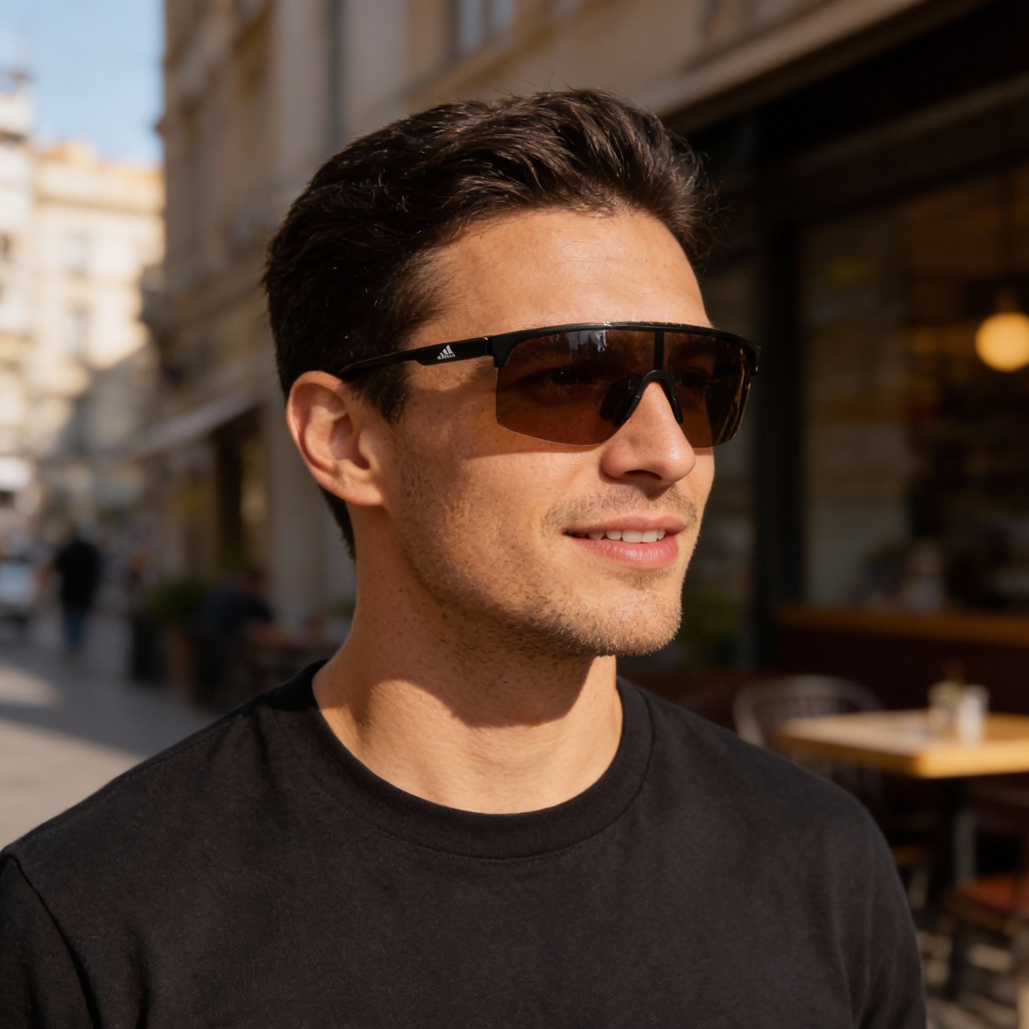 adidas Classic Men's Shiny Black TR90 Plastic Amber Non-Polarized 100% UV Protection Sunglasses 59mm, Photo 6