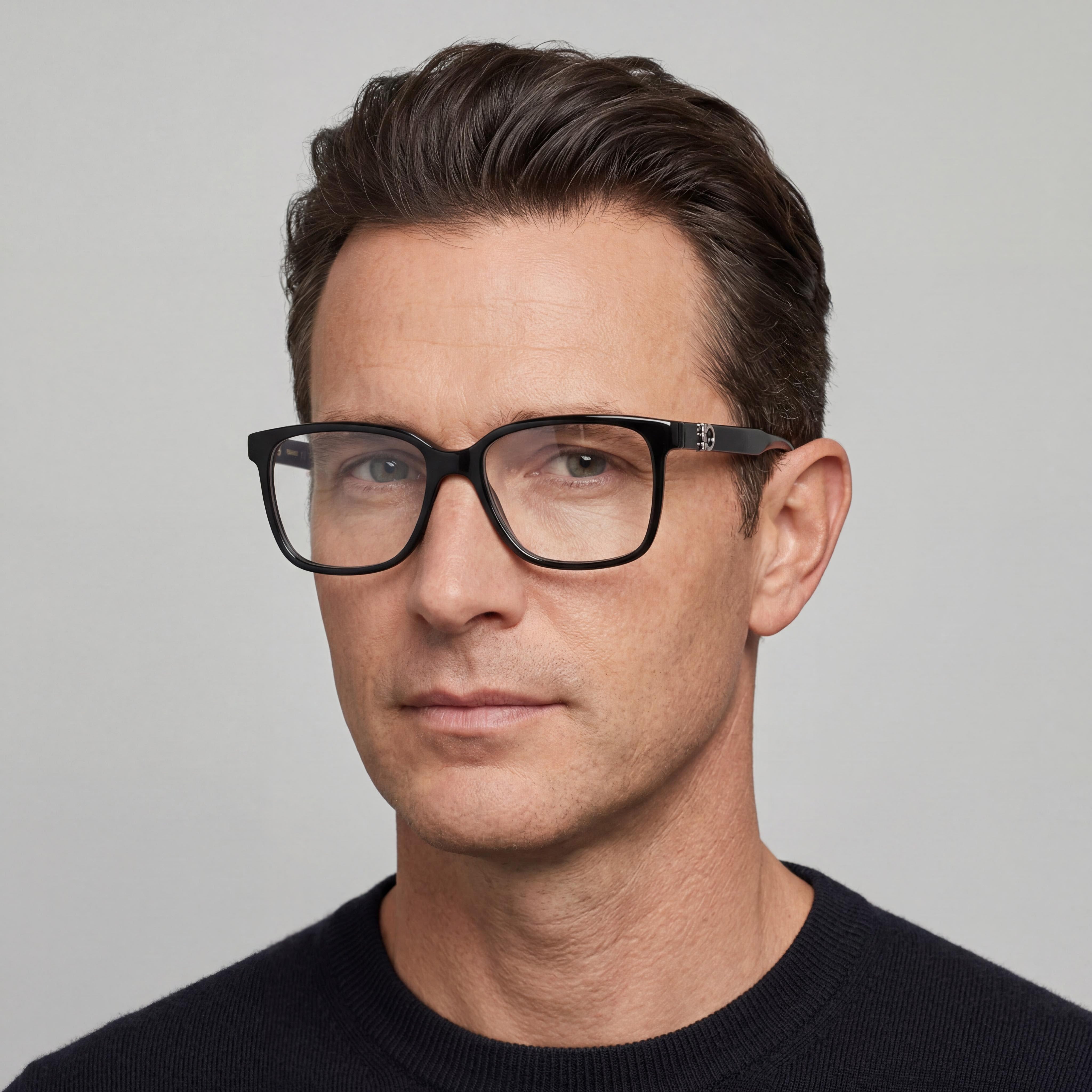 Ferragamo Casual Men's Black Plastic Frame, Transparent Non-Polarized Plastic Lenses, Eyeglasses 57-16-145, Photo 4