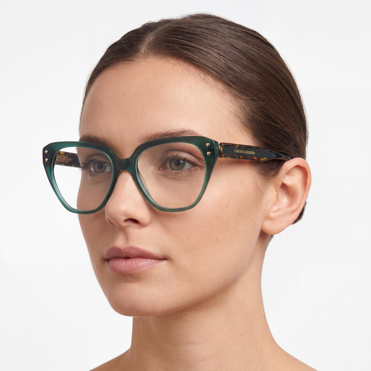 Carolina Herrera 0223 Women's Cat Eye ECO ACETATE Green Havana Non-Polarized Sunglasses 52-16-140, Photo 4