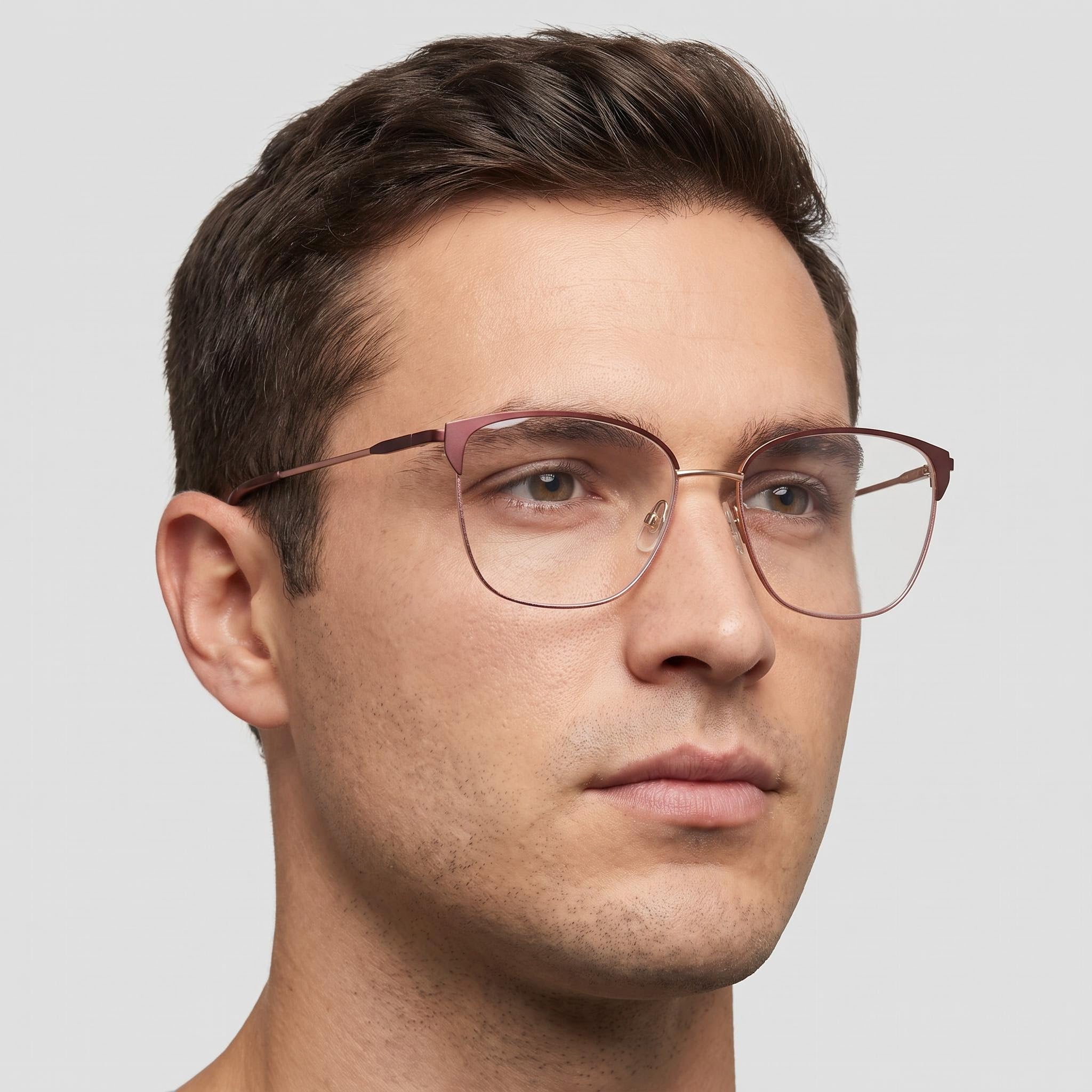 Adensco Classic Men’s Burgundy Metal Frame Eyeglasses with Multicolor Polycarbonate Lenses (53-16-135), Photo 5