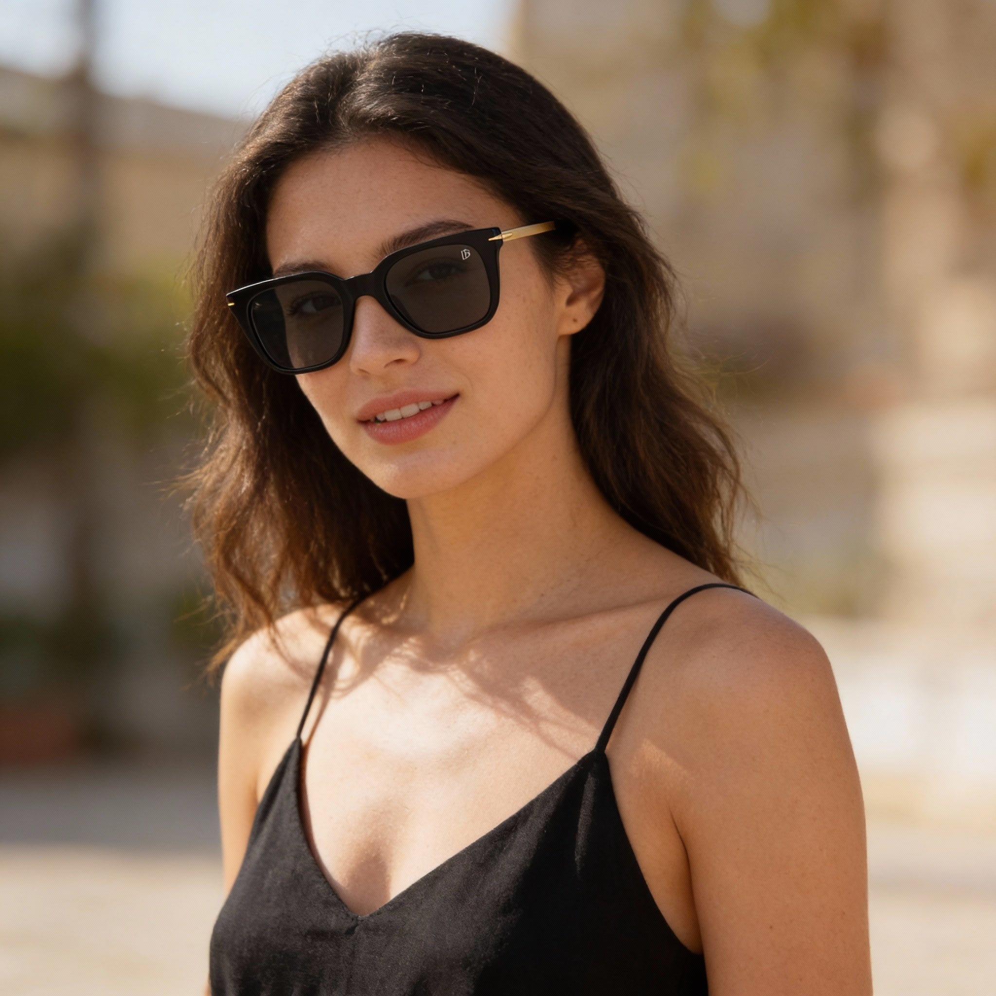 David Beckham DB 7047/S Unisex Square Black Gold Acetate Sunglasses with Grey Non-Polarized 100% UV Lenses 51mm, Photo 5
