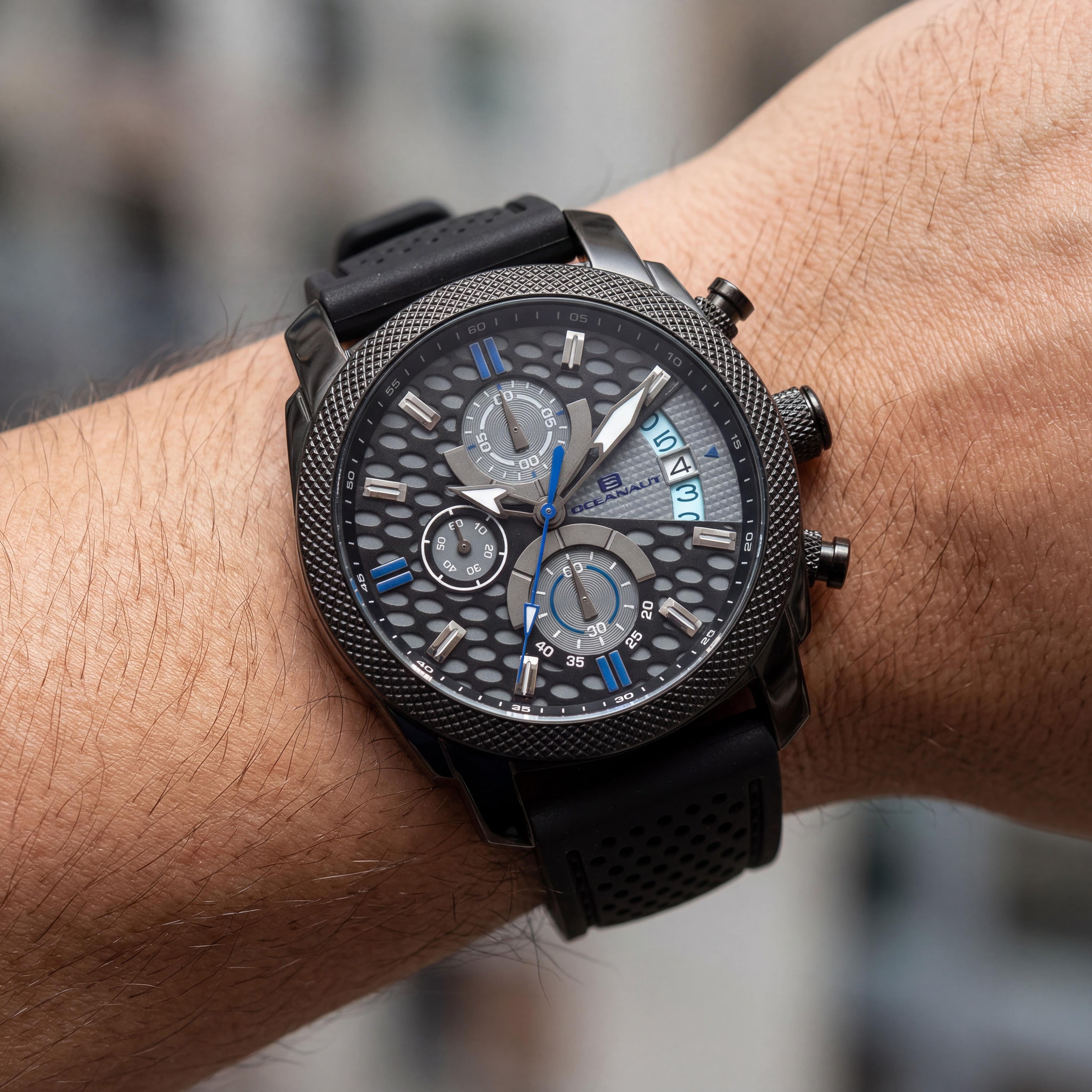 Oceanaut OC2321 Kryptonite Men's Chronograph Date Display Stainless Steel Rubber Black & Grey 42mm, Photo 4