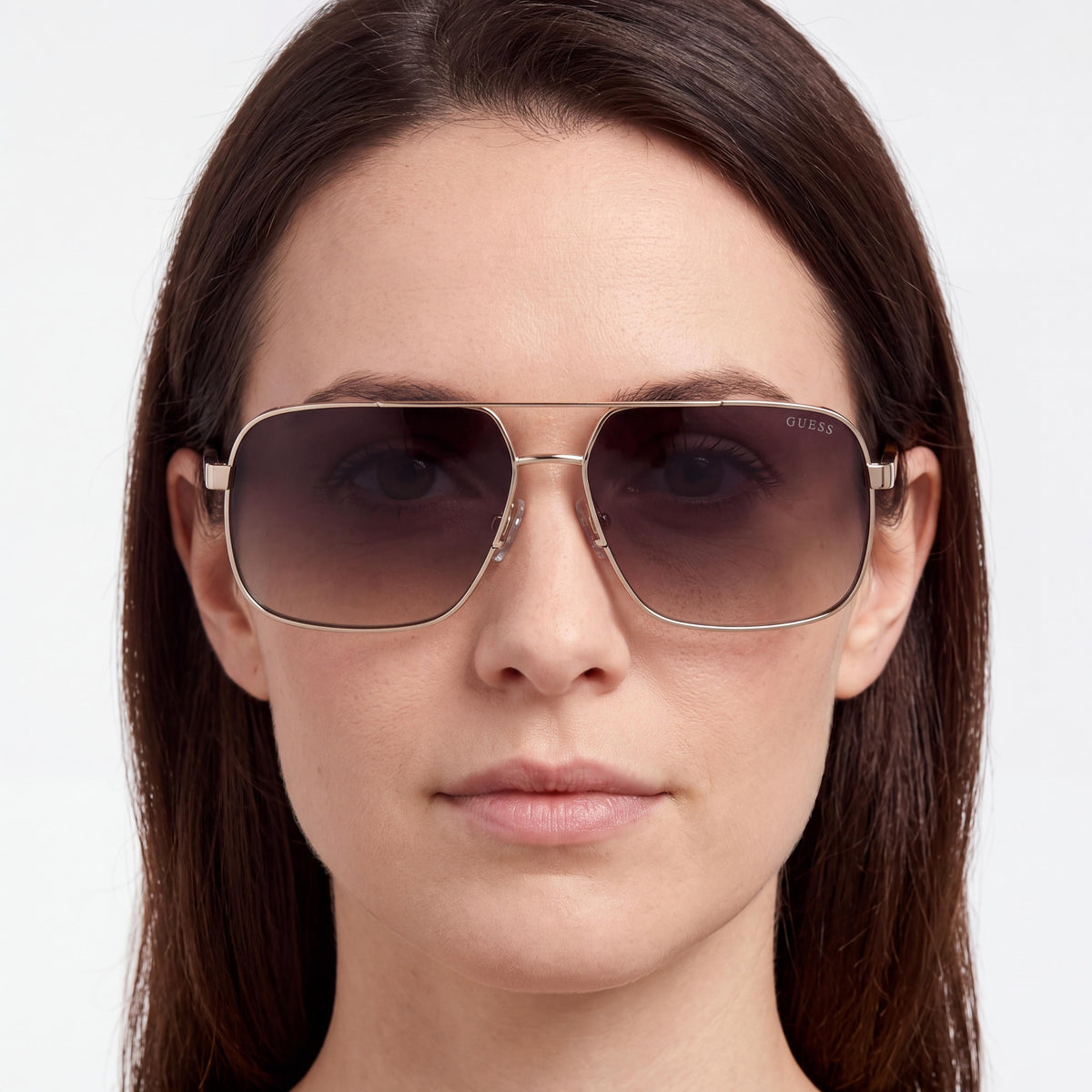 GUESS GU0011932B58 Women's Metal Navigator Sunglasses with Pale Gold Frame and Gradient Smoke Lenses 58mm, Photo 3
