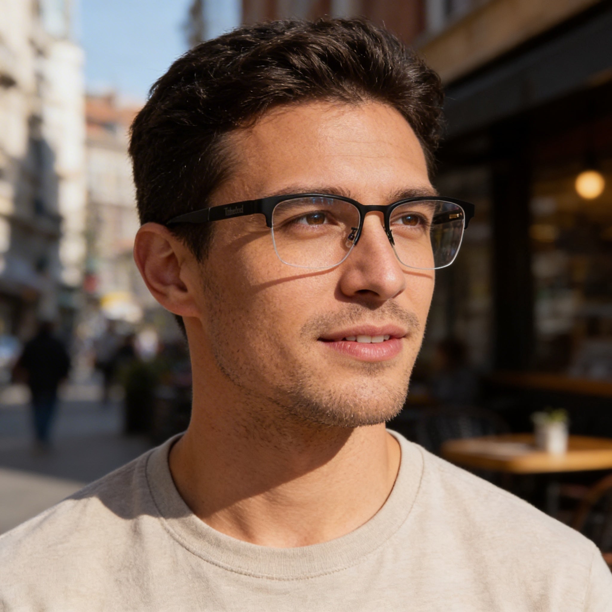 Gafas ópticas Timberland rectangulares para hombre con montura de metal en blanco y negro de 56-19-145 mm, Photo 4