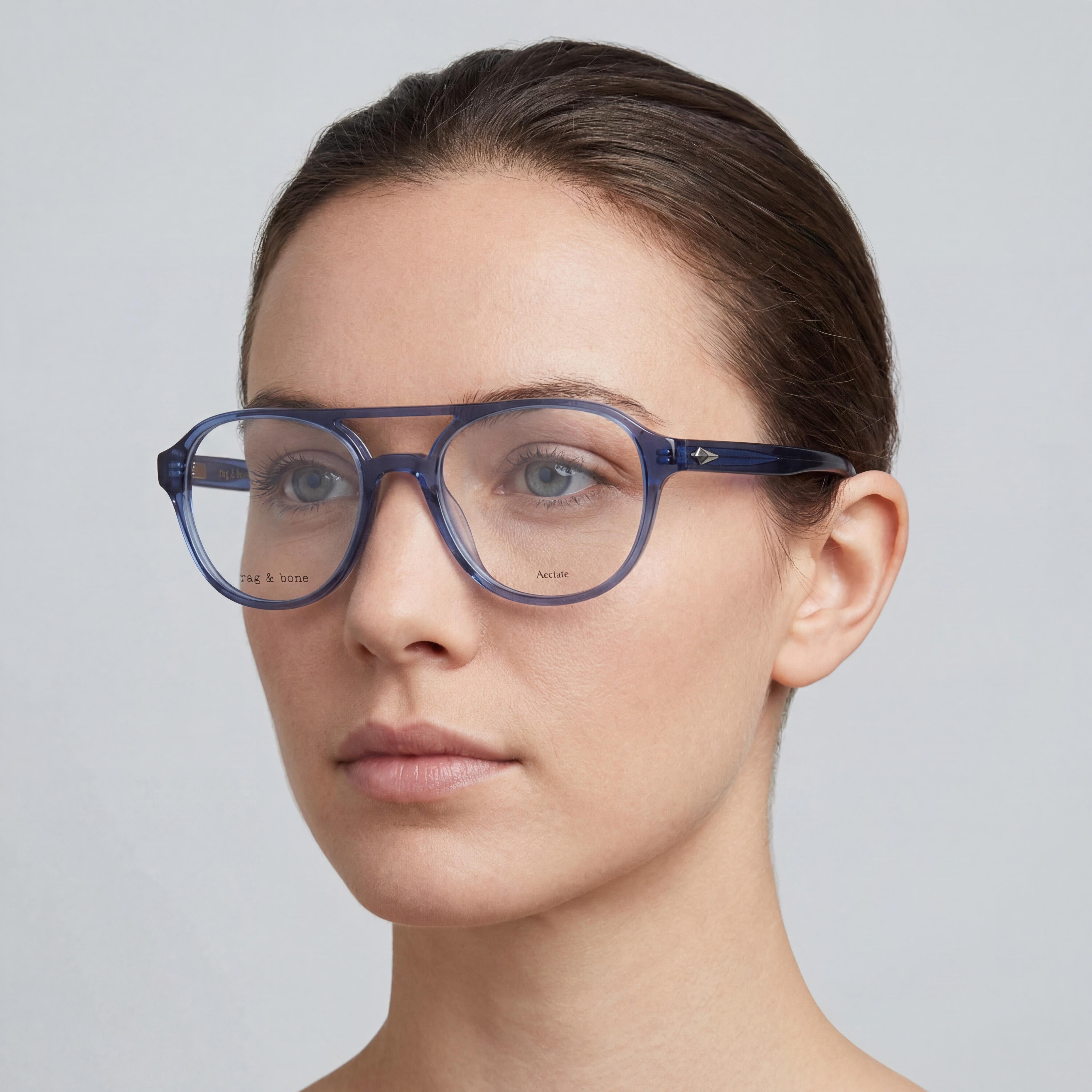 Rag & Bone Modern Sunglasses for Women with Blue Acetate Frame and Blue Polycarbonate Lenses 51mm, Photo 4