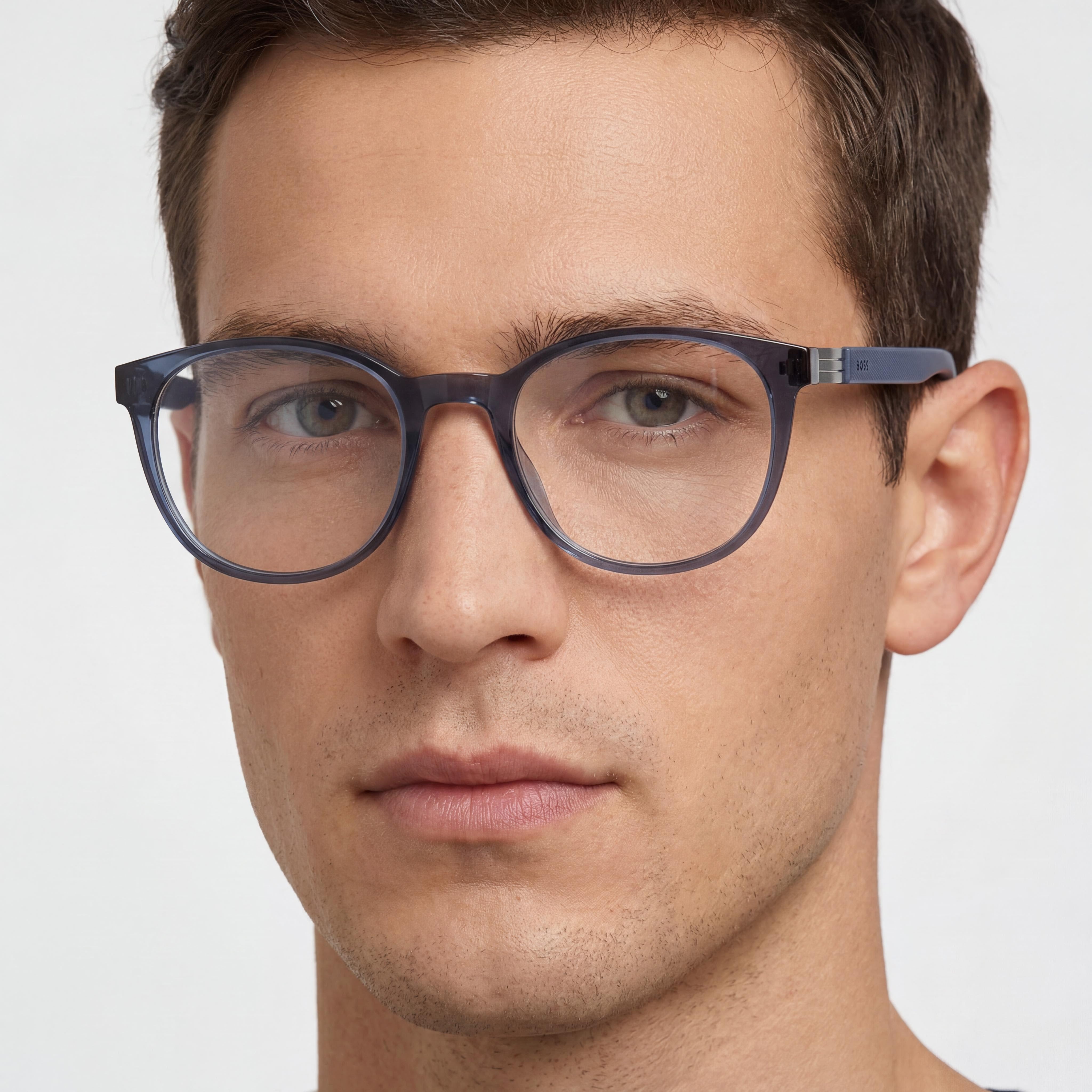 BOSS 1577 - Gafas de sol rectangulares informales sin polarizar de poliamida azul para hombre, talla 52-20-150, Photo 4