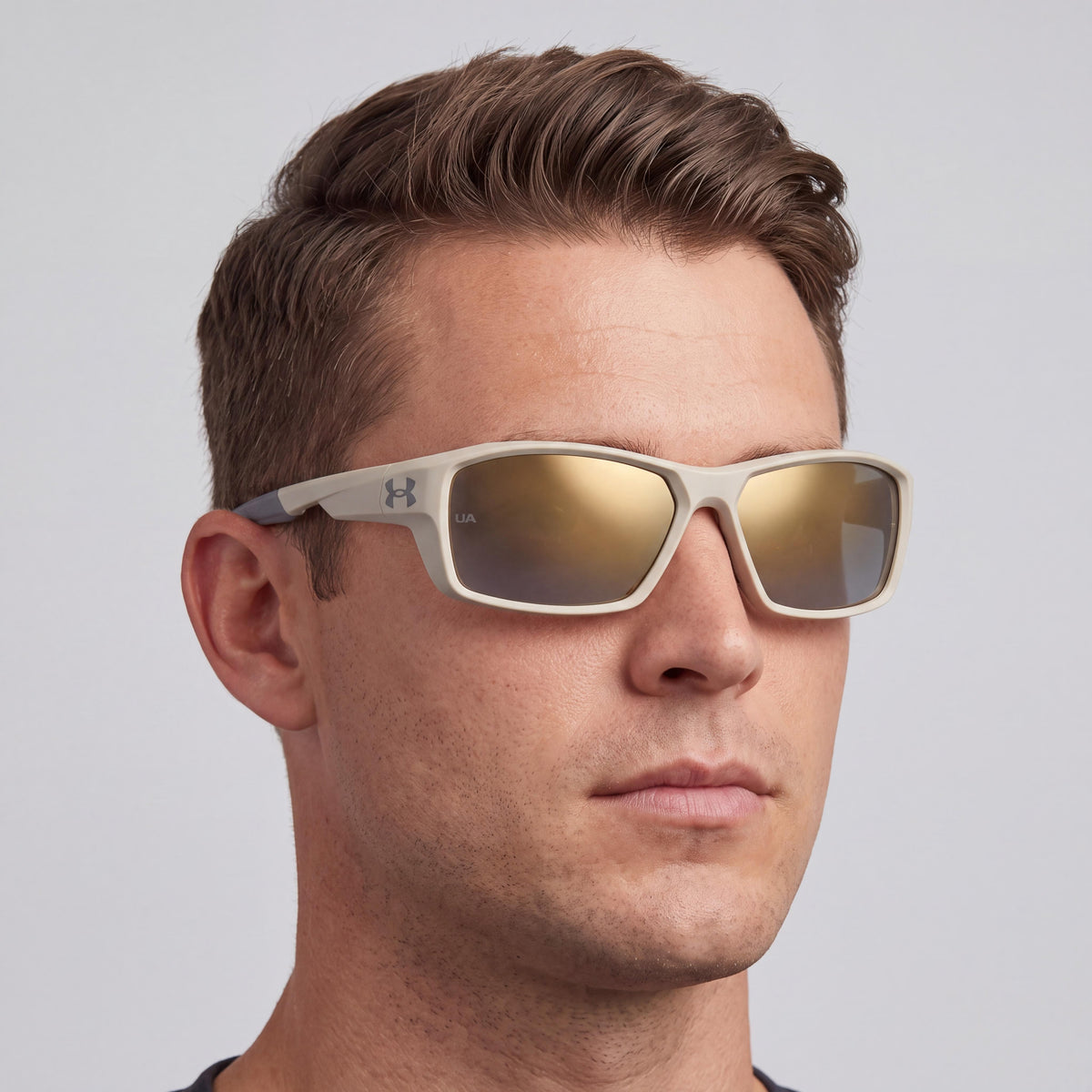 Under Armour Gafas de Sol Casuales de Poliamida para Hombre Caqui Mate Gris Bronce Montura Gris Bronce Espejo Lente 58mm, Photo 4