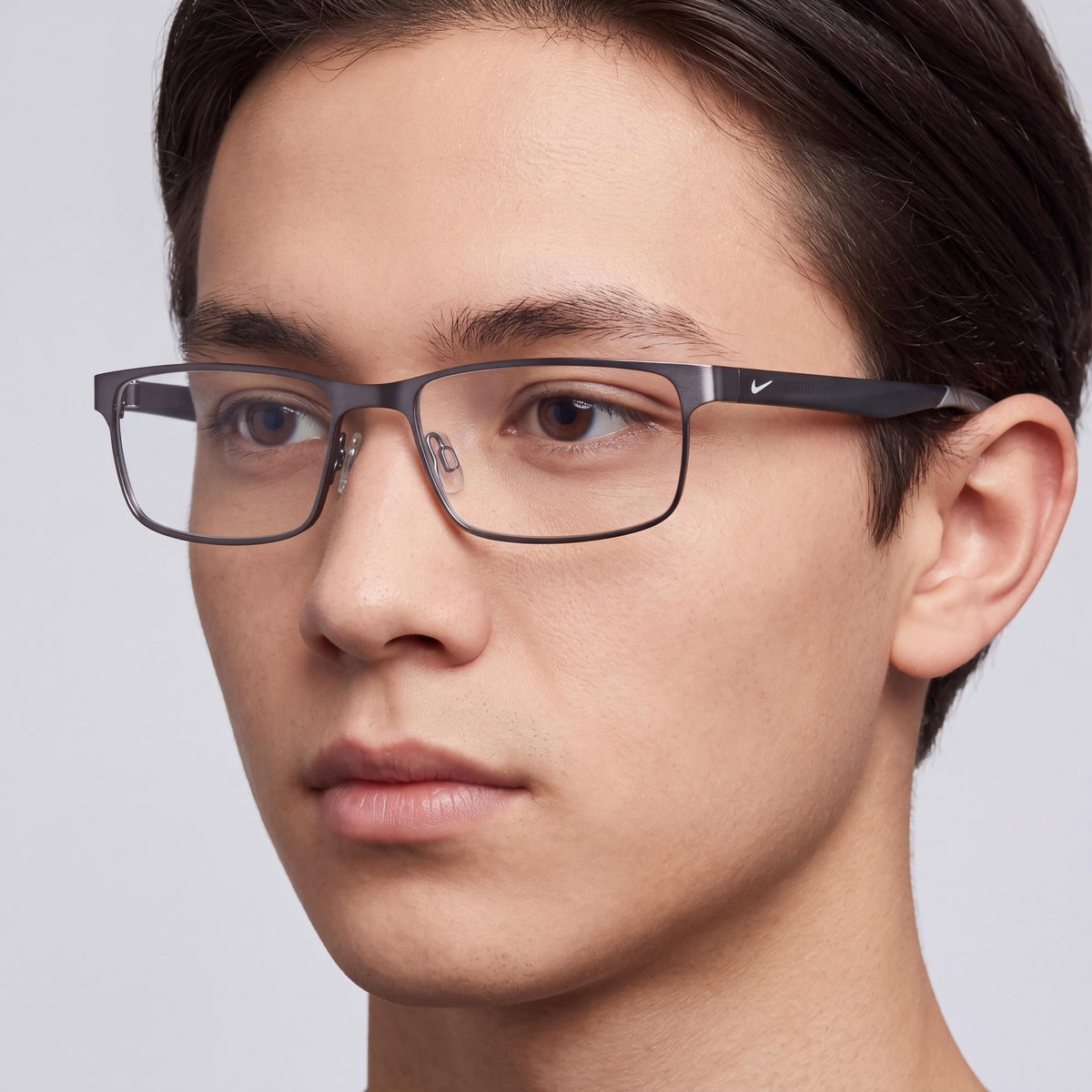 Nike 8131 Unisex Full Rim Rectangular Acetate Eyeglasses 53mm - Brushed Gunmetal Wolf Grey, Photo 5