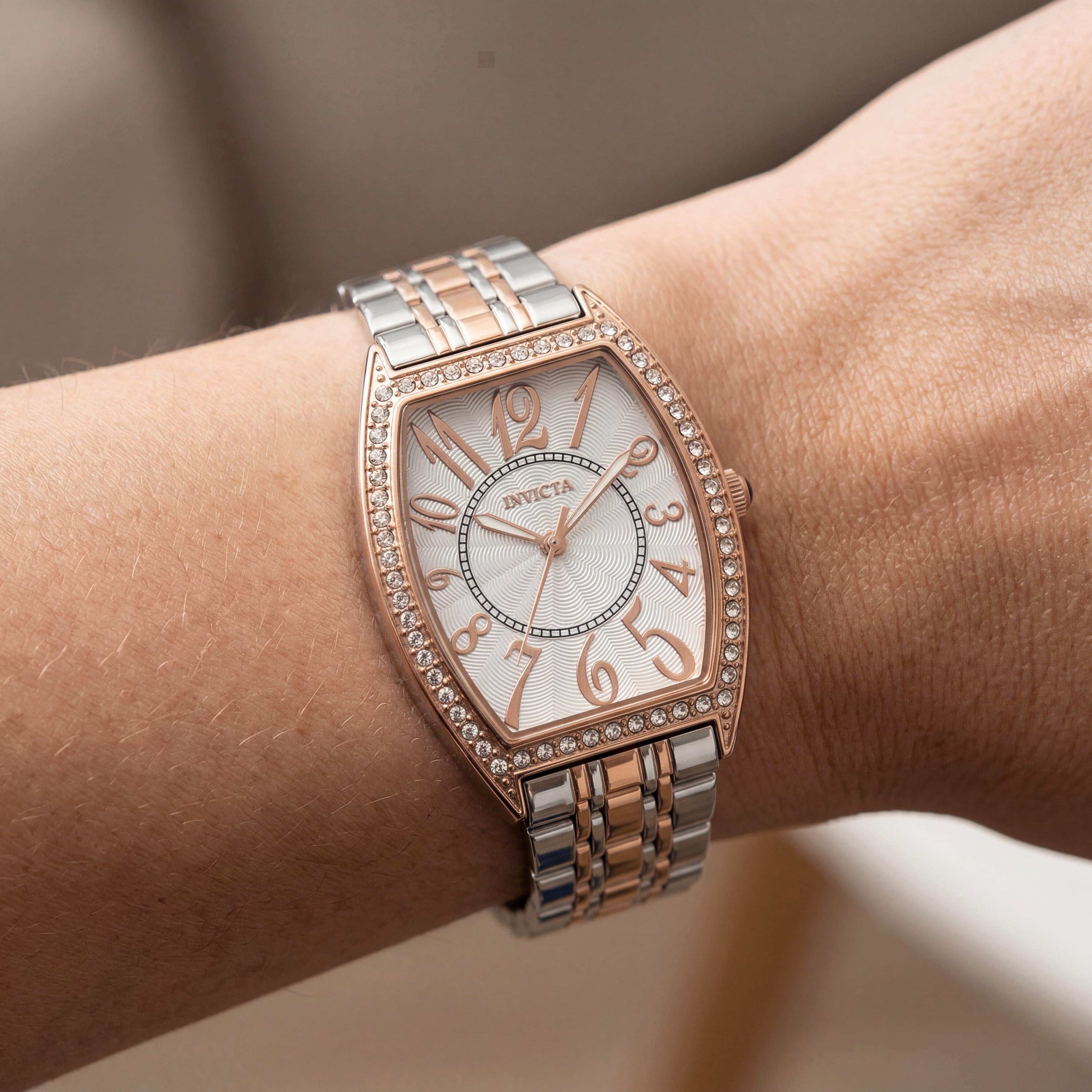 Invicta Wildflower 69269 Unisex Quartz Watch, Rose-gold Stainless Steel Case, Silver Dial, 29mm, Photo 4
