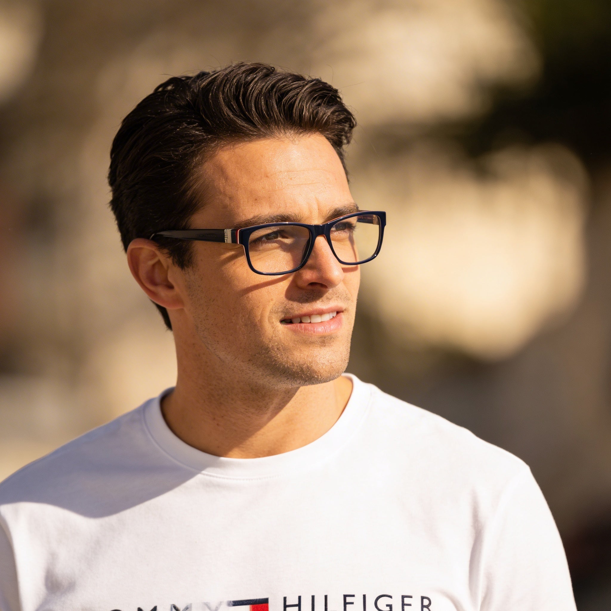 Tommy Hilfiger Modern Men's Blue Acetate Rectangle Full Rim Frame Eyeglasses 57-17-145mm, Photo 5