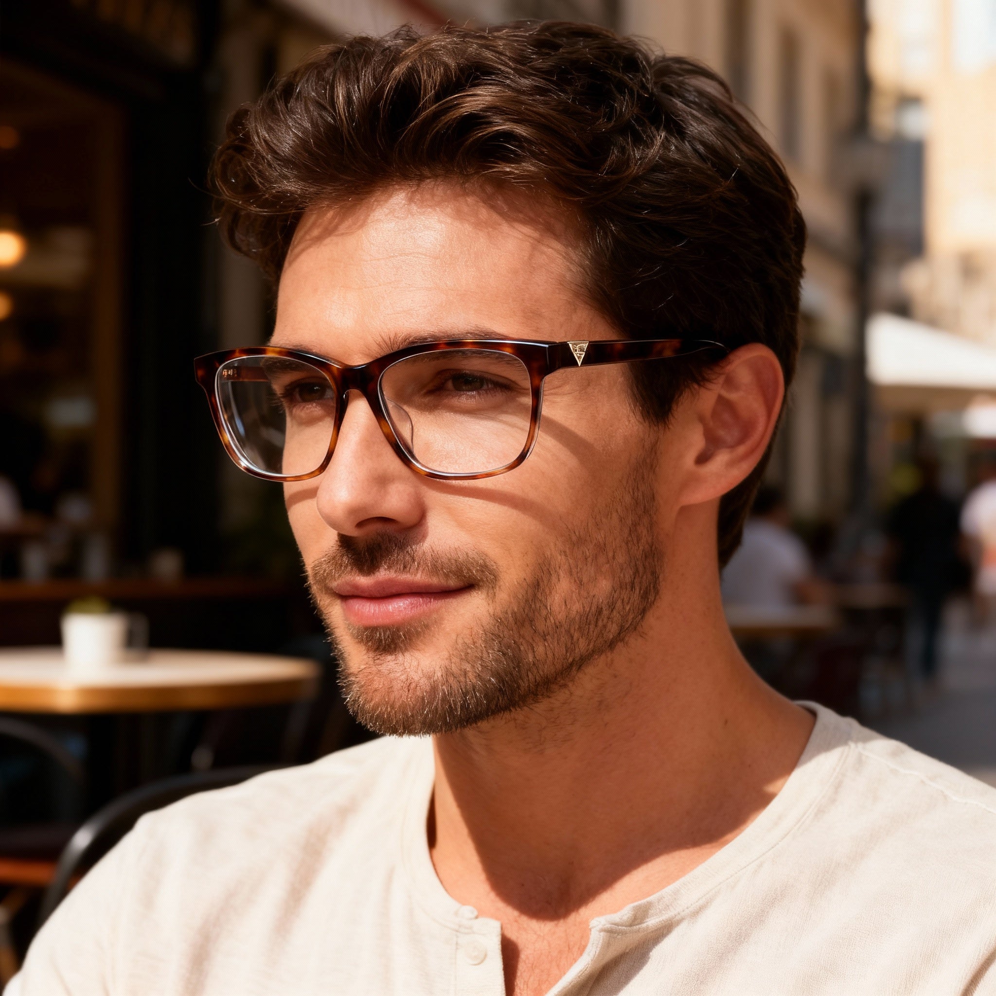 Monturas de gafas Guess para hombre en color Havana oscuro, graduadas y para corrección óptica de la visión., Photo 5