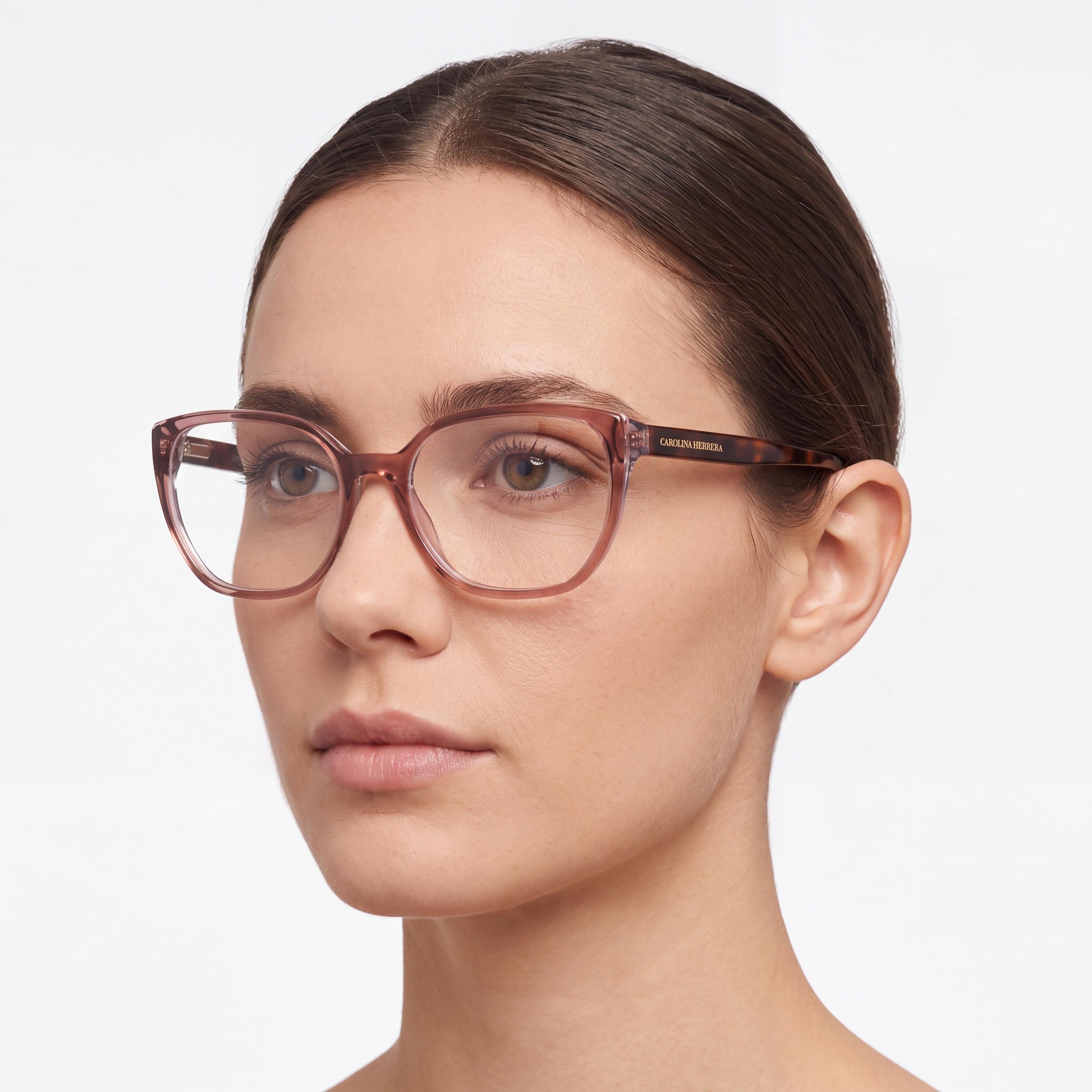 Gafas Carolina Herrera HER 0214 para mujer de acetato color marrón y gris, lentes de policarbonato estándar no polarizadas de 52 mm, Photo 3