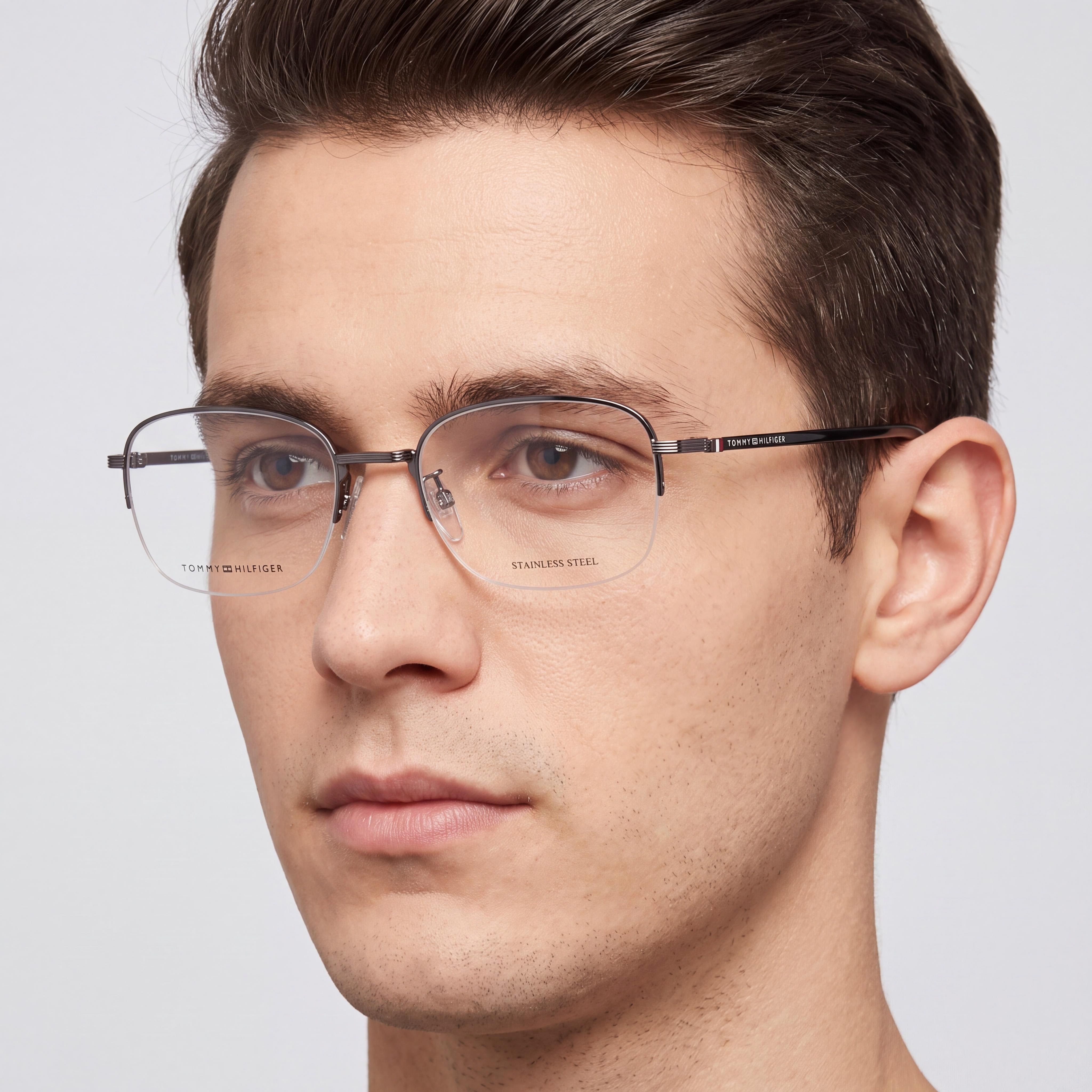 Tommy Hilfiger Gafas de sol de hombre modernas de acero con aleación de oro de 54 mm, Photo 4